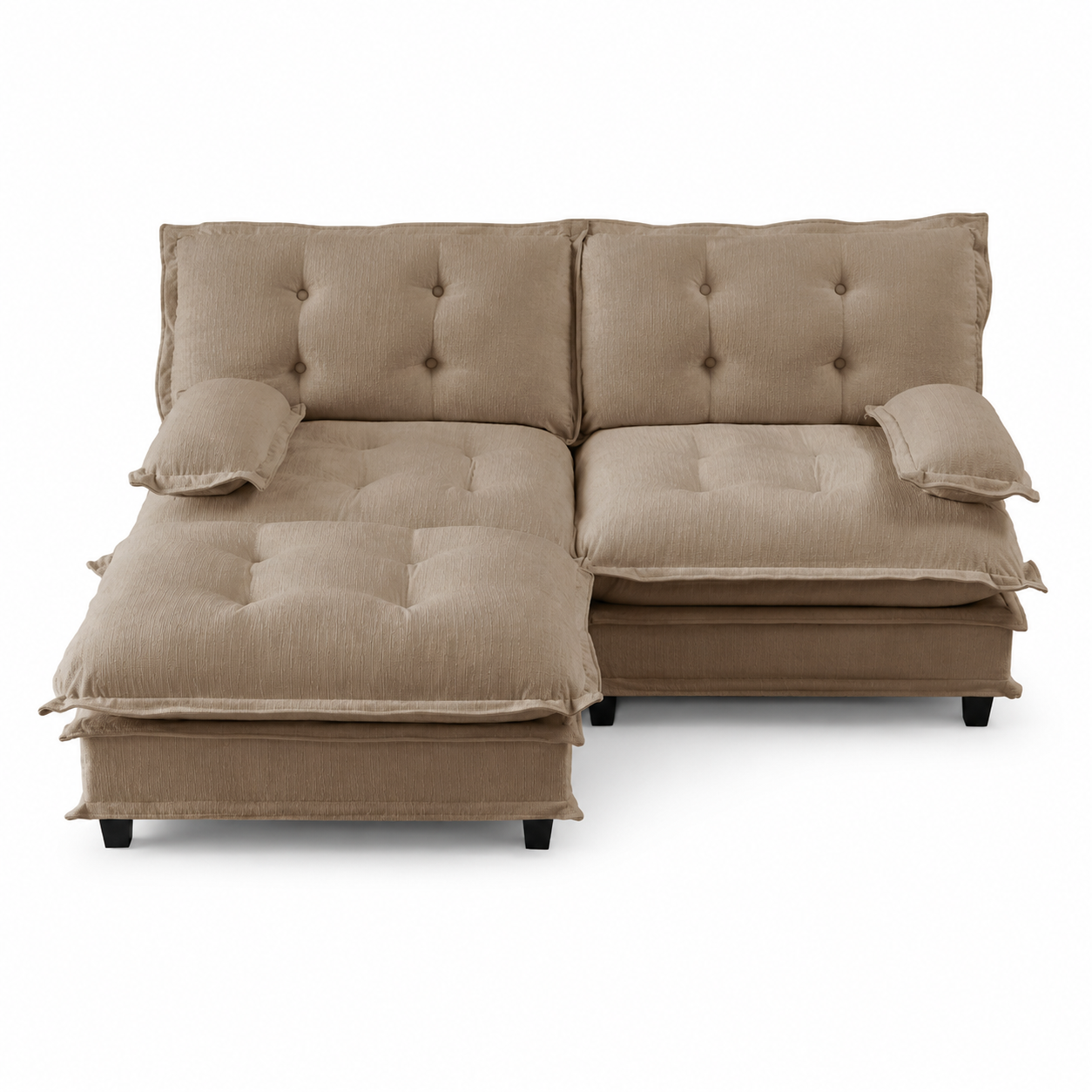 Chelsea 77" Tufted Chenille Modular L-Shaped Sofa with Ottoman