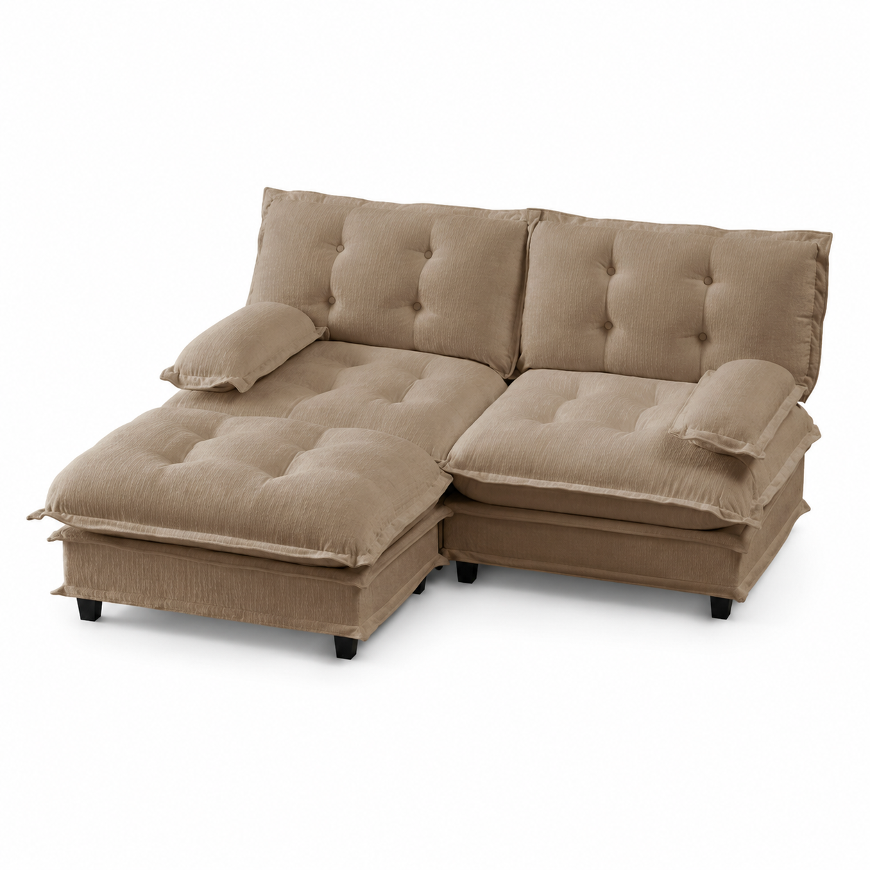 Chelsea 77" Tufted Chenille Modular L-Shaped Sofa with Ottoman