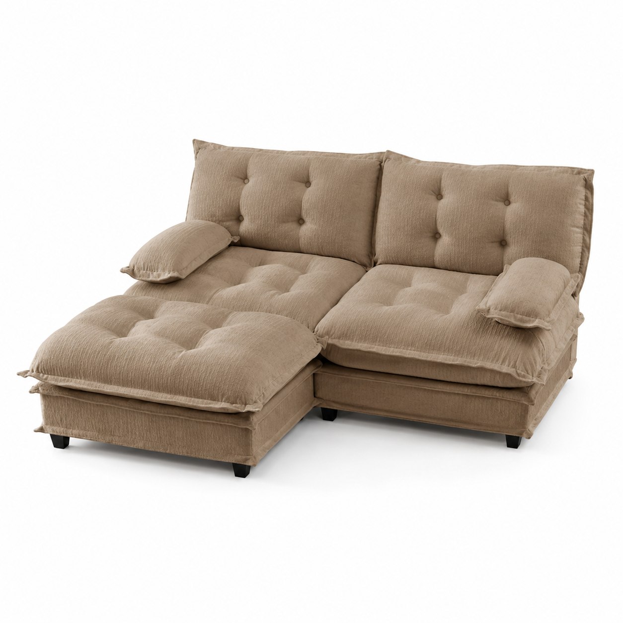 Chelsea 77" Tufted Chenille Modular L-Shaped Sofa with Ottoman
