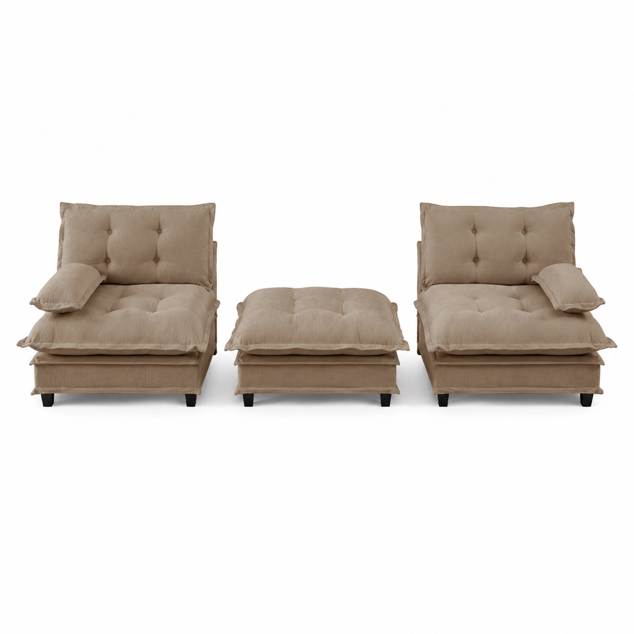Chelsea 77" Tufted Chenille Modular L-Shaped Sofa with Ottoman