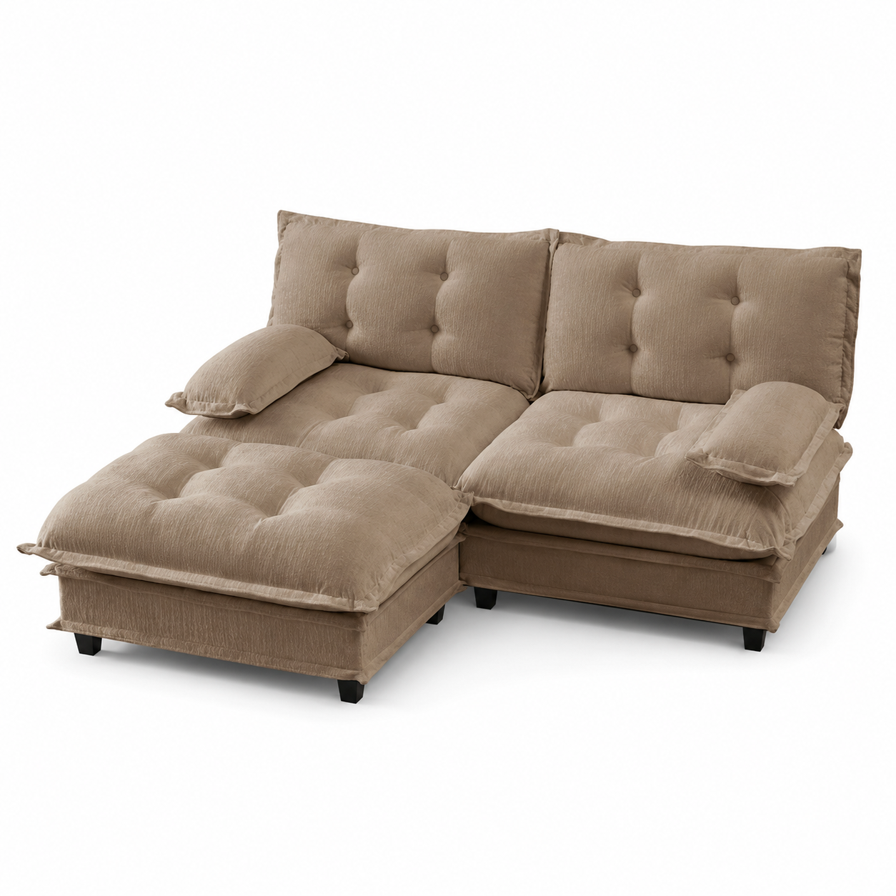Chelsea 77" Tufted Chenille Modular L-Shaped Sofa with Ottoman