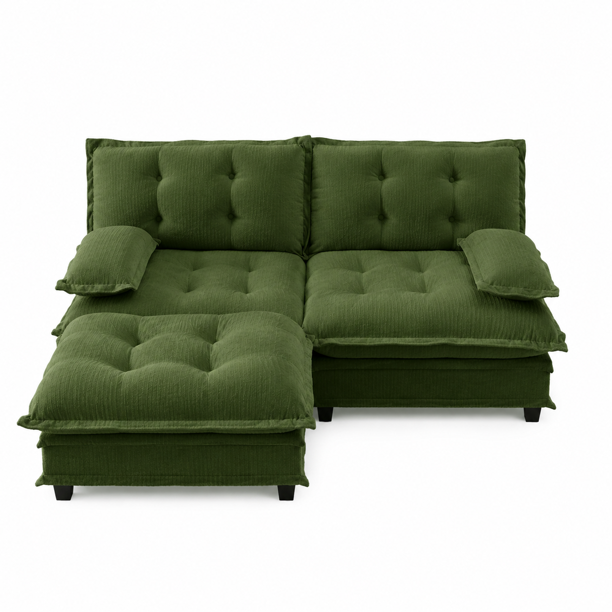 Chelsea 77" Tufted Chenille Modular L-Shaped Sofa with Ottoman