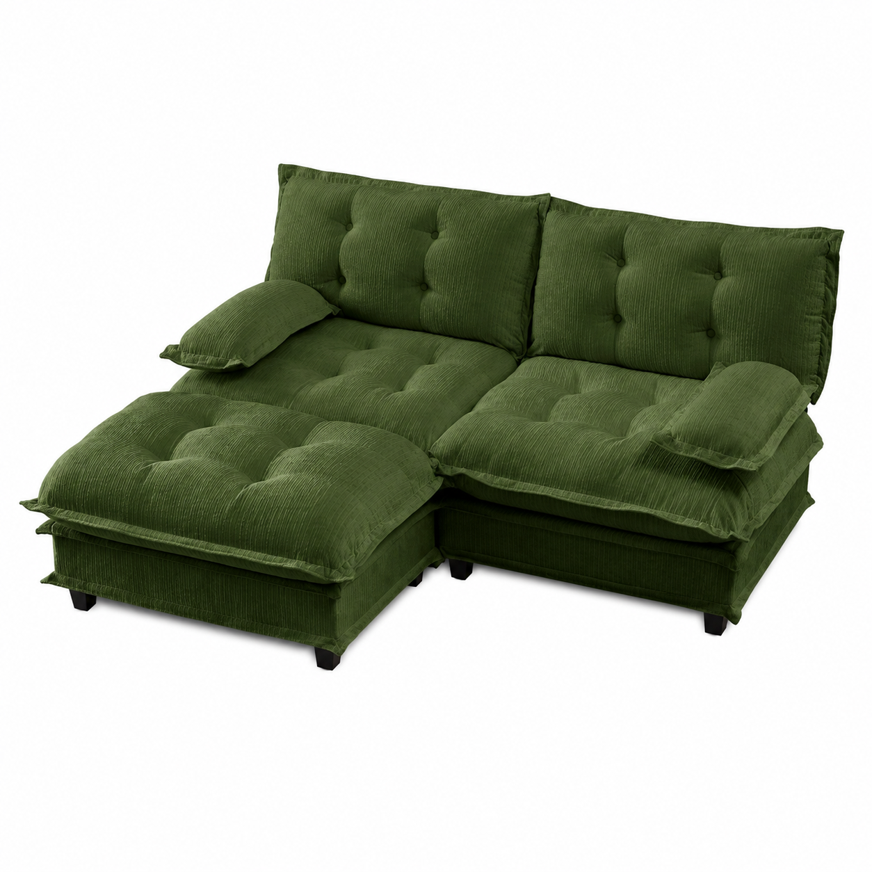 Chelsea 77" Tufted Chenille Modular L-Shaped Sofa with Ottoman