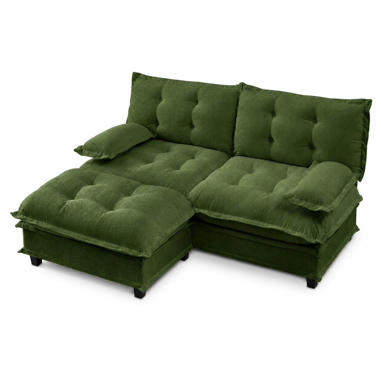 Chelsea 77" Tufted Chenille Modular L-Shaped Sofa with Ottoman