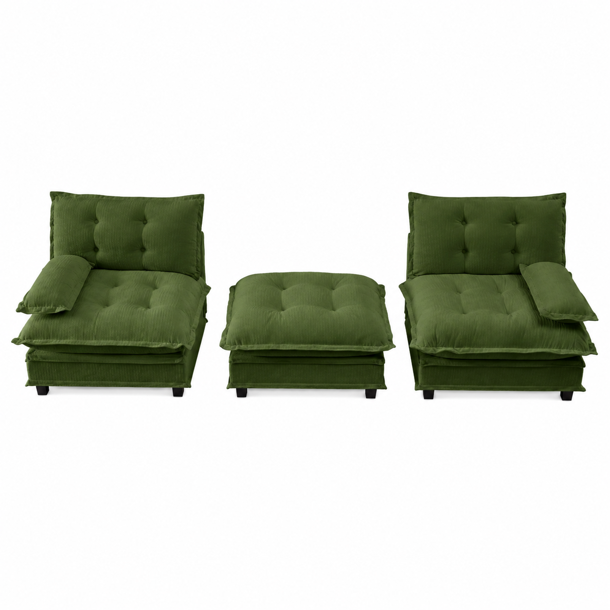 Chelsea 77" Tufted Chenille Modular L-Shaped Sofa with Ottoman