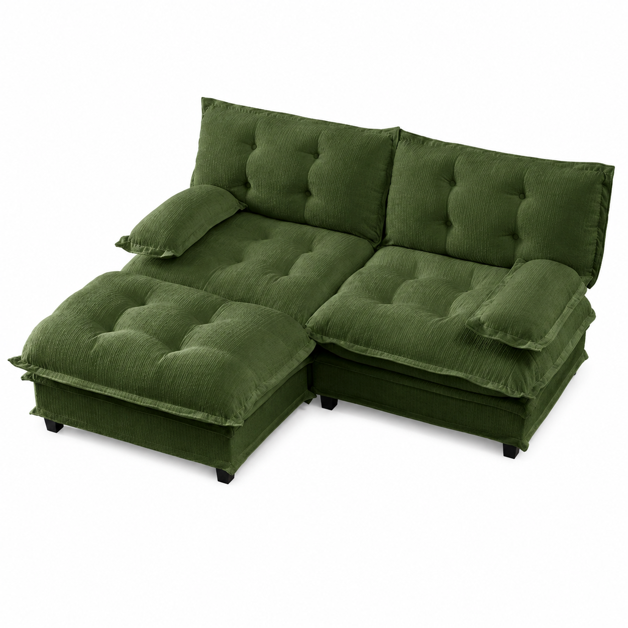 Chelsea 77" Tufted Chenille Modular L-Shaped Sofa with Ottoman