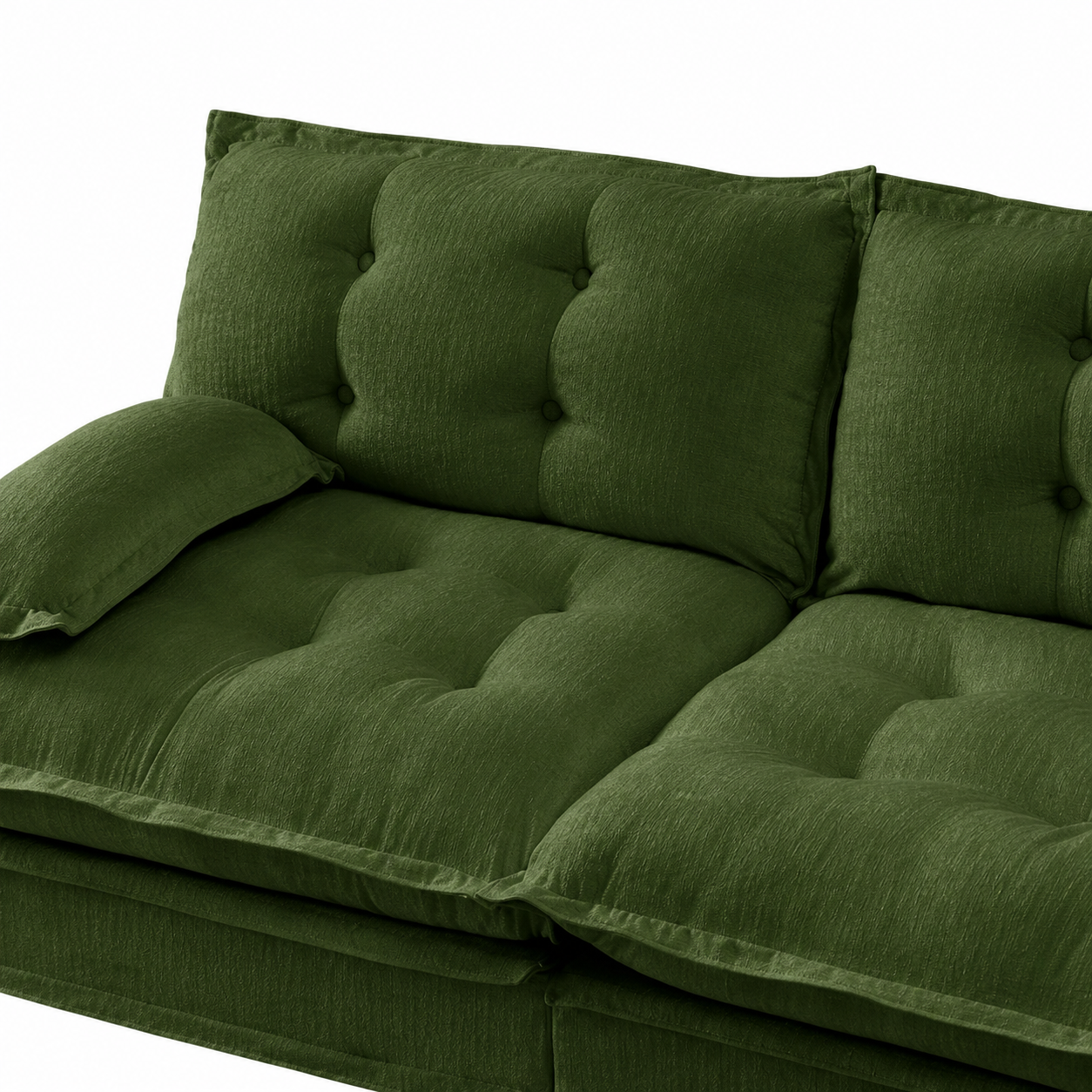 Chelsea 77" Tufted Chenille Modular L-Shaped Sofa with Ottoman