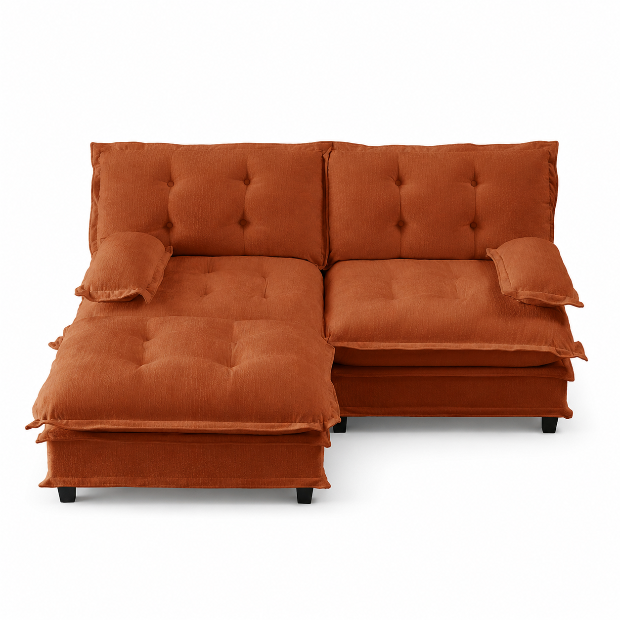Chelsea 77" Tufted Chenille Modular L-Shaped Sofa with Ottoman