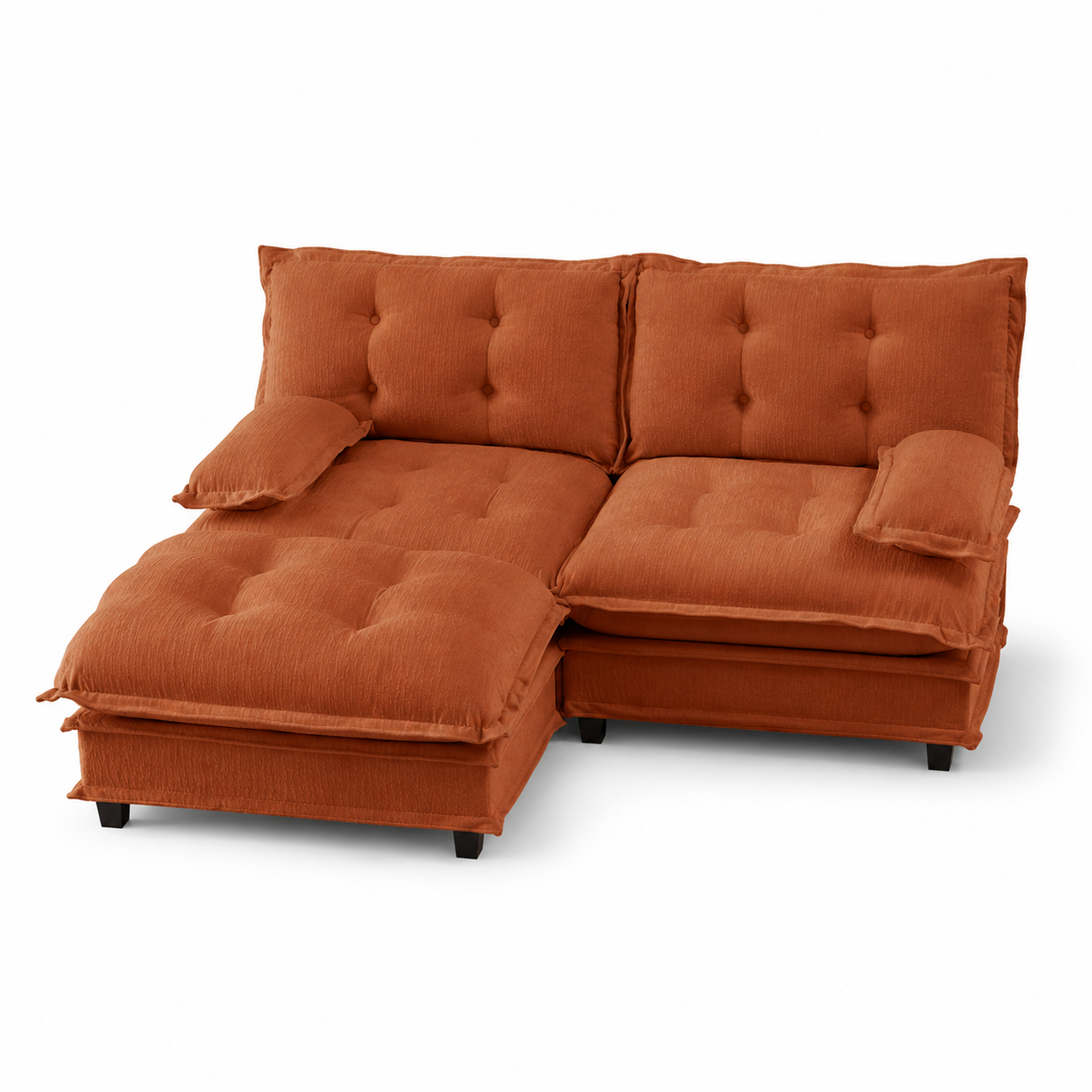 Chelsea 77" Tufted Chenille Modular L-Shaped Sofa with Ottoman