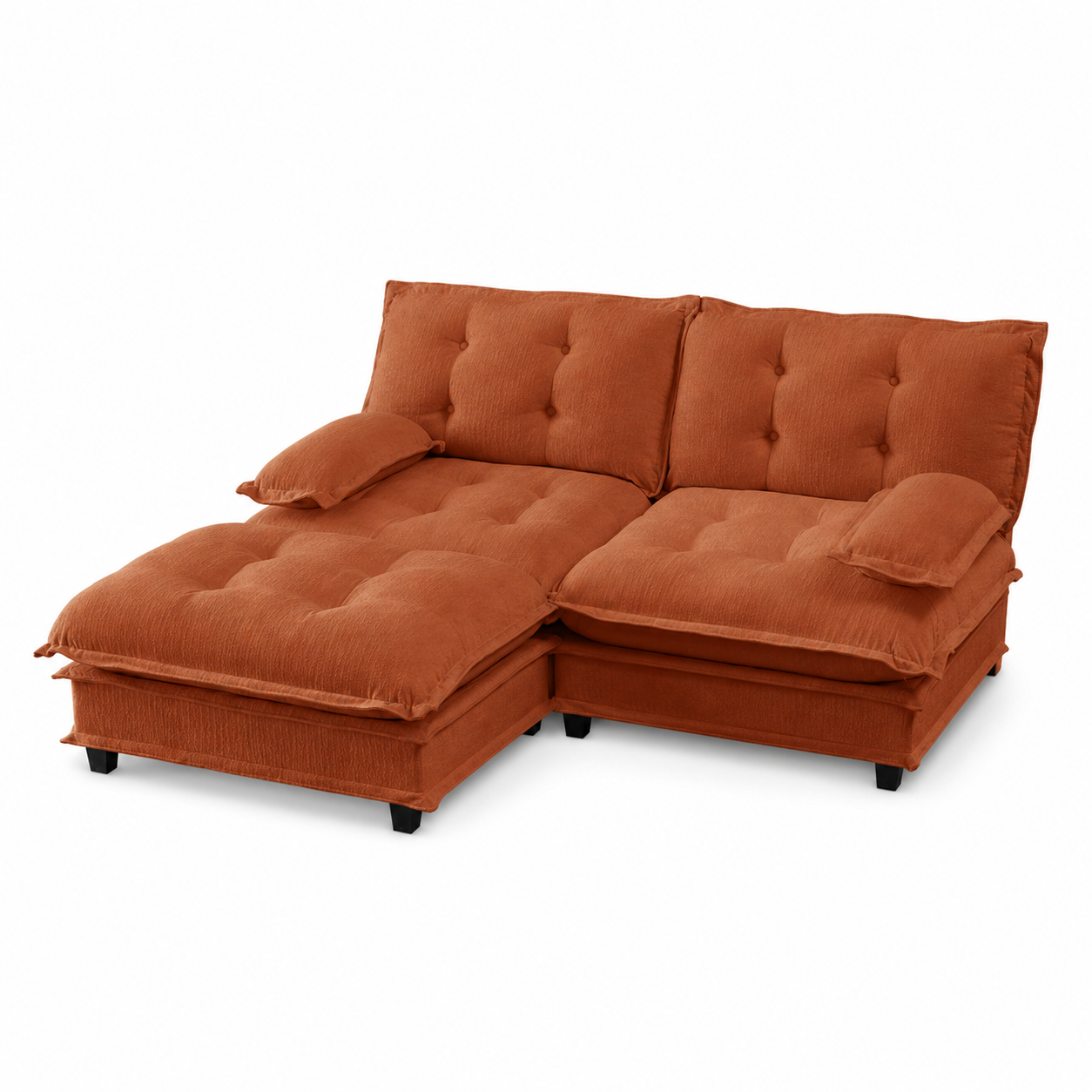 Chelsea 77" Tufted Chenille Modular L-Shaped Sofa with Ottoman