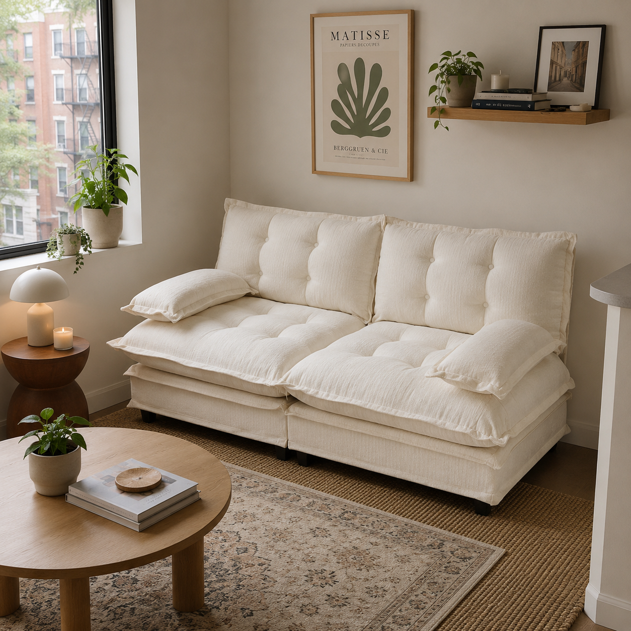 Chelsea 77" Tufted Chenille Loveseat Sofa with Removable Armrest