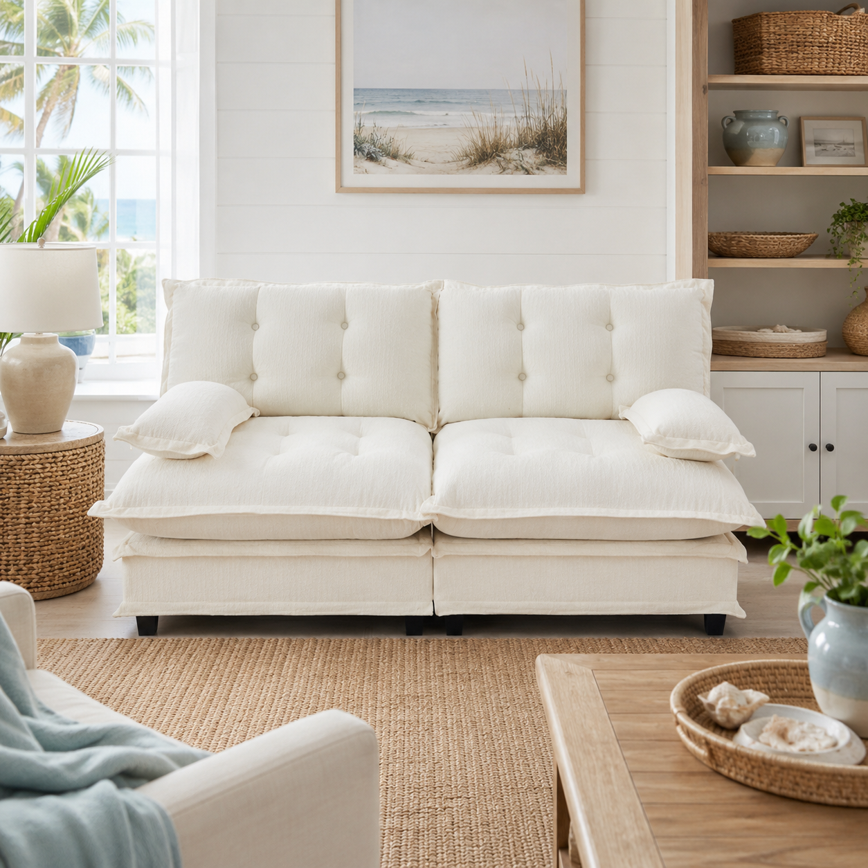Chelsea 77" Tufted Chenille Loveseat Sofa with Removable Armrest