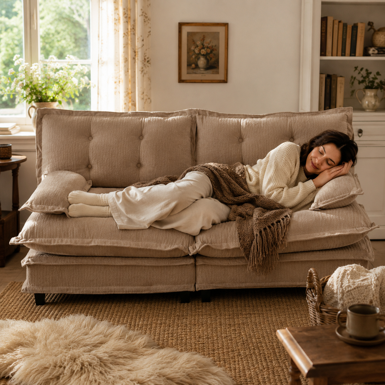 Chelsea 77" Tufted Chenille Loveseat Sofa with Removable Armrest