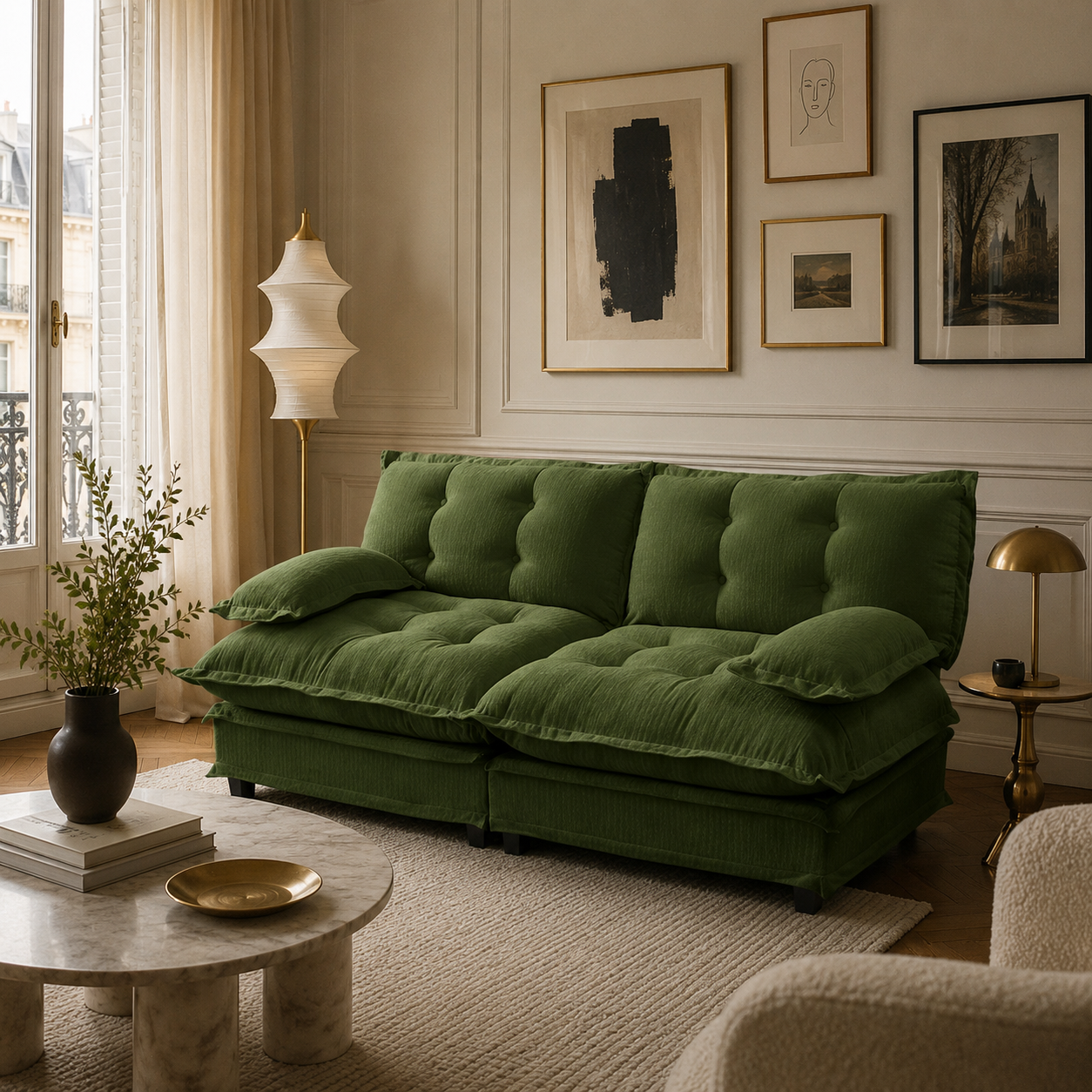Chelsea 77" Tufted Chenille Loveseat Sofa with Removable Armrest