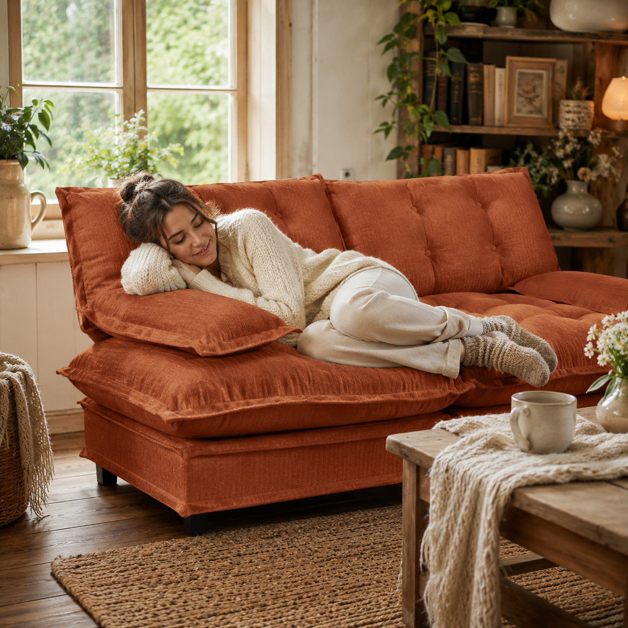 Chelsea 77" Tufted Chenille Loveseat Sofa with Removable Armrest