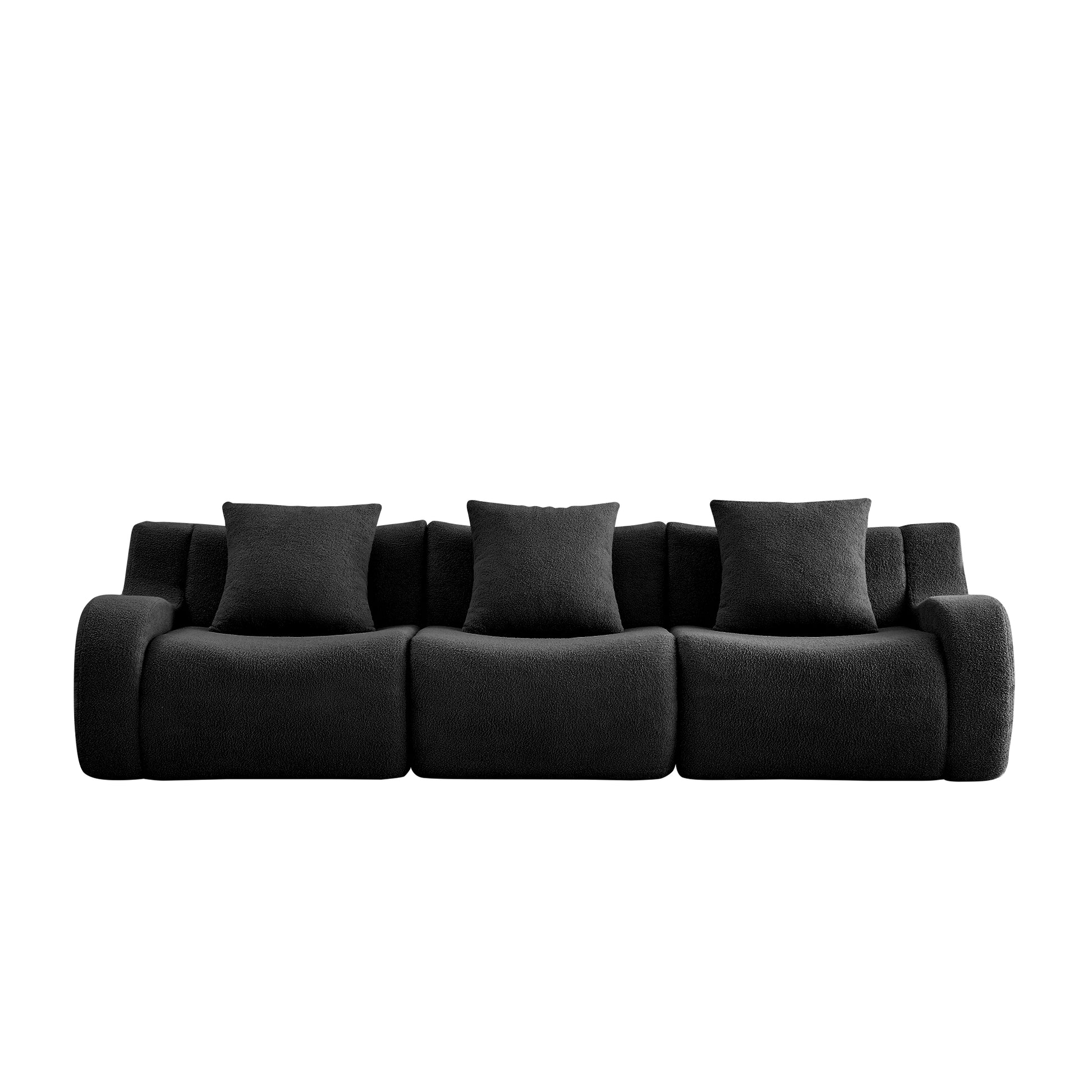 Chico black 3-seater sofa front view isolated product image on white background