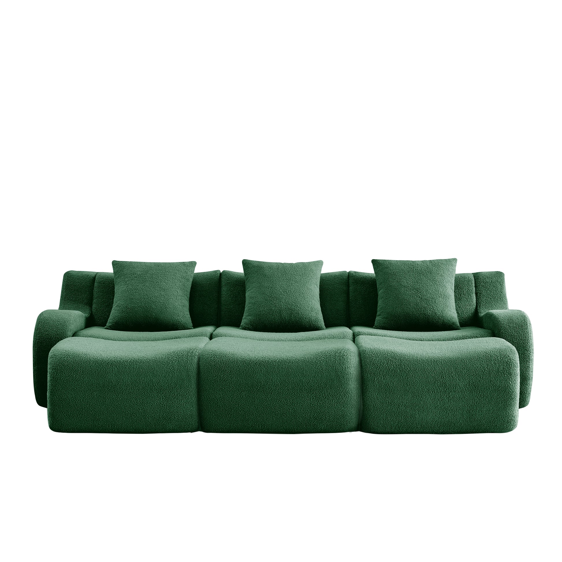 Chico green modular 3-seater sofa front view isolated product image on white background
