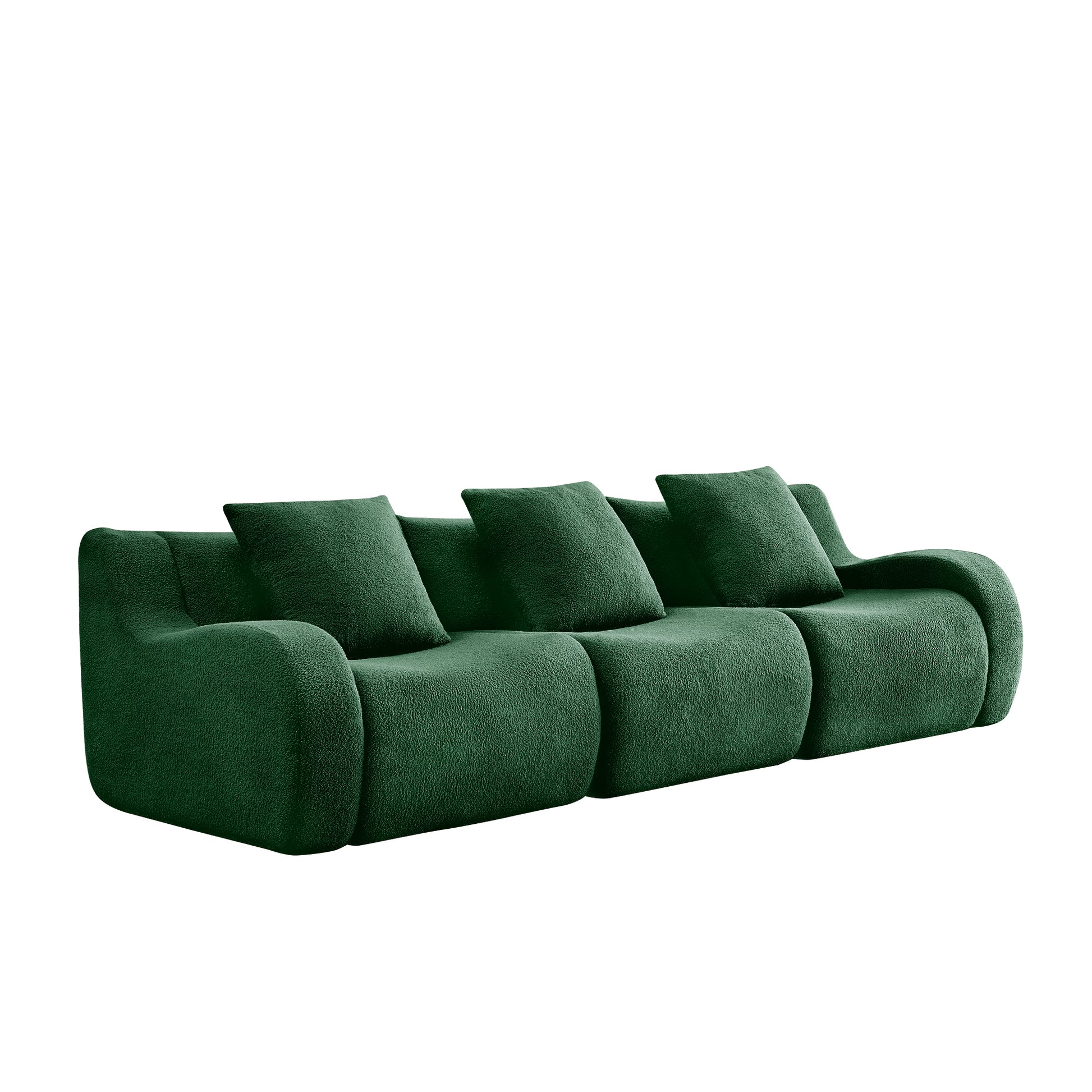 Chico green 3-seater sofa angled view isolated product image on white background