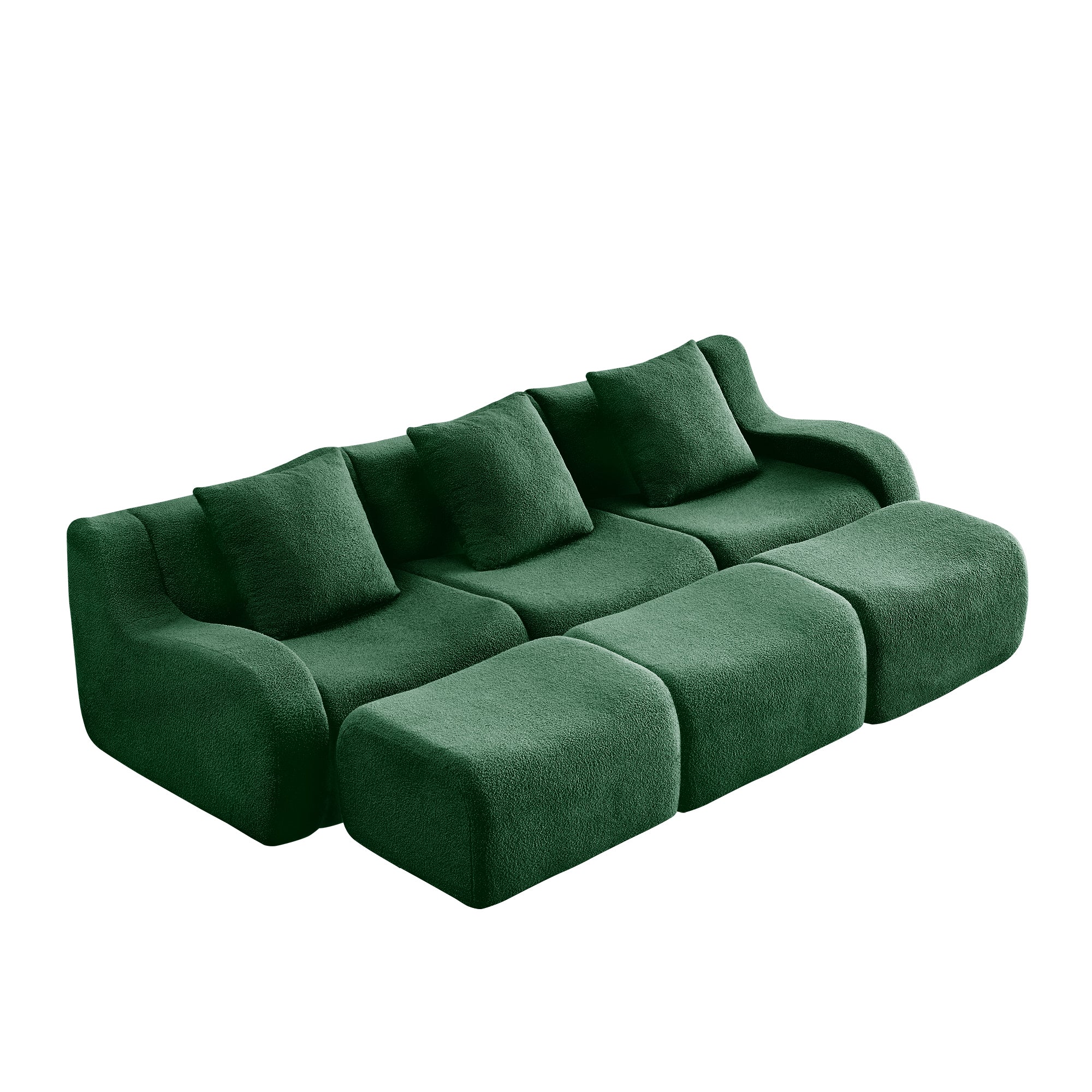 Chico green modular 3-seater sofa angled view isolated product image on white background