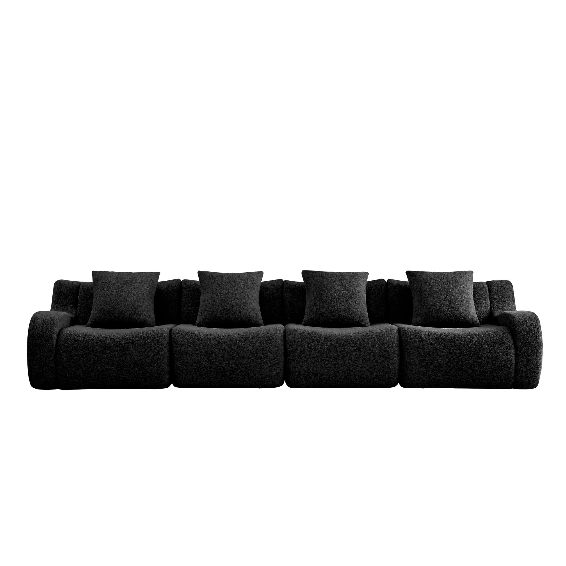 Chico black modular 4-seater sofa front view isolated product image on white background