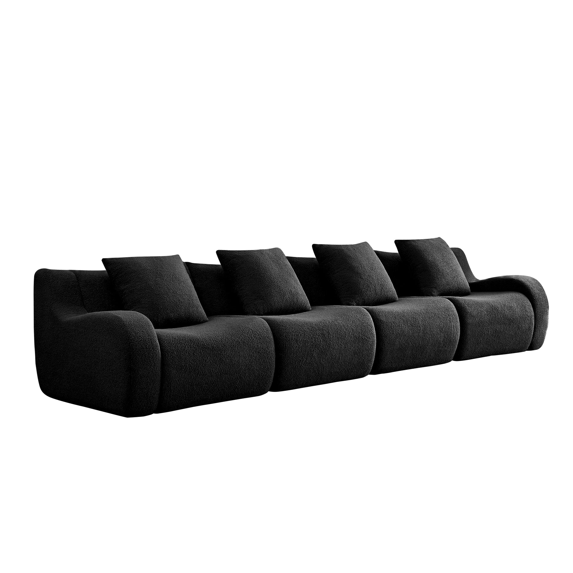 Chico black modular 4-seater sofa angled view isolated product image on white background