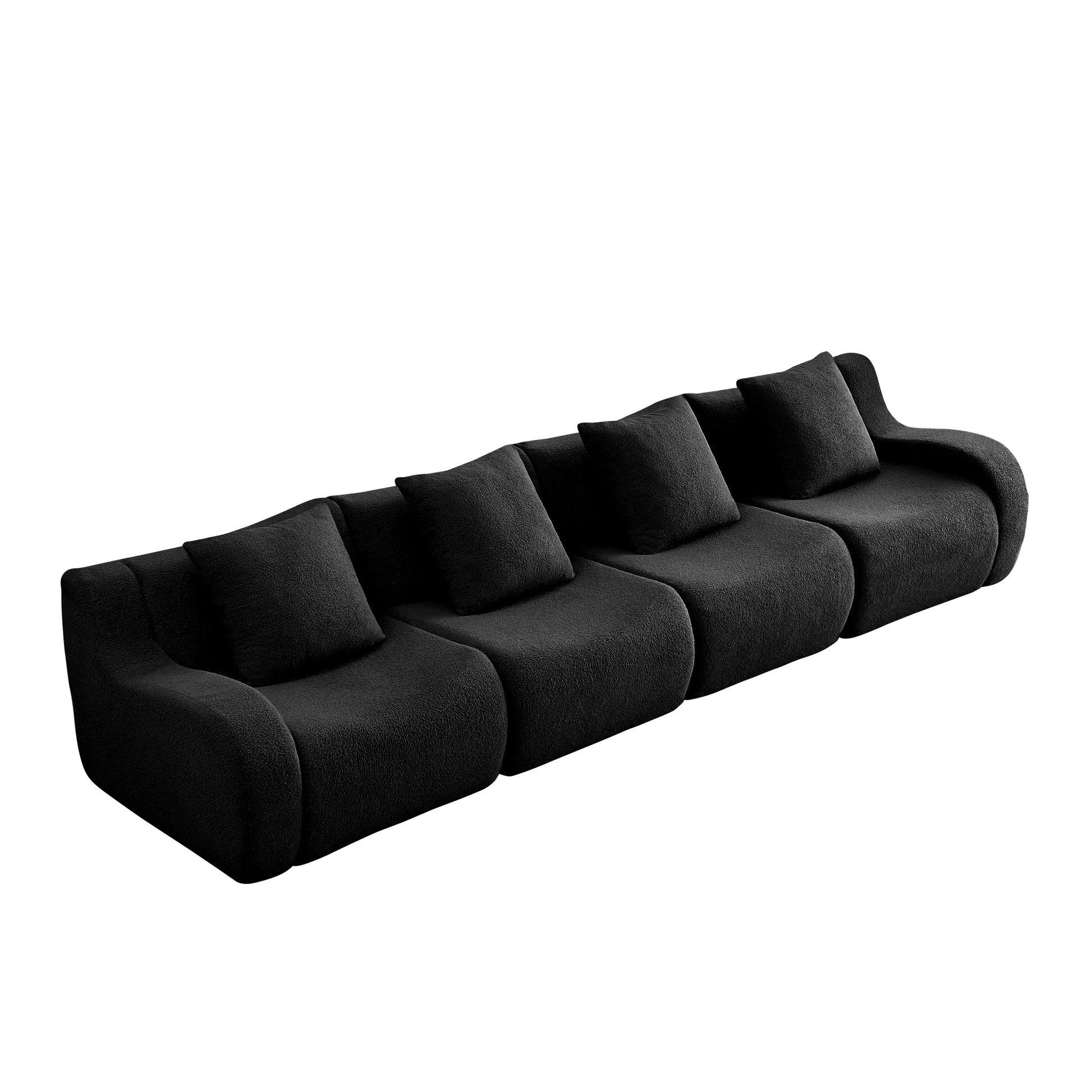 Chico black modular 4-seater sofa side angled view isolated product image on white background