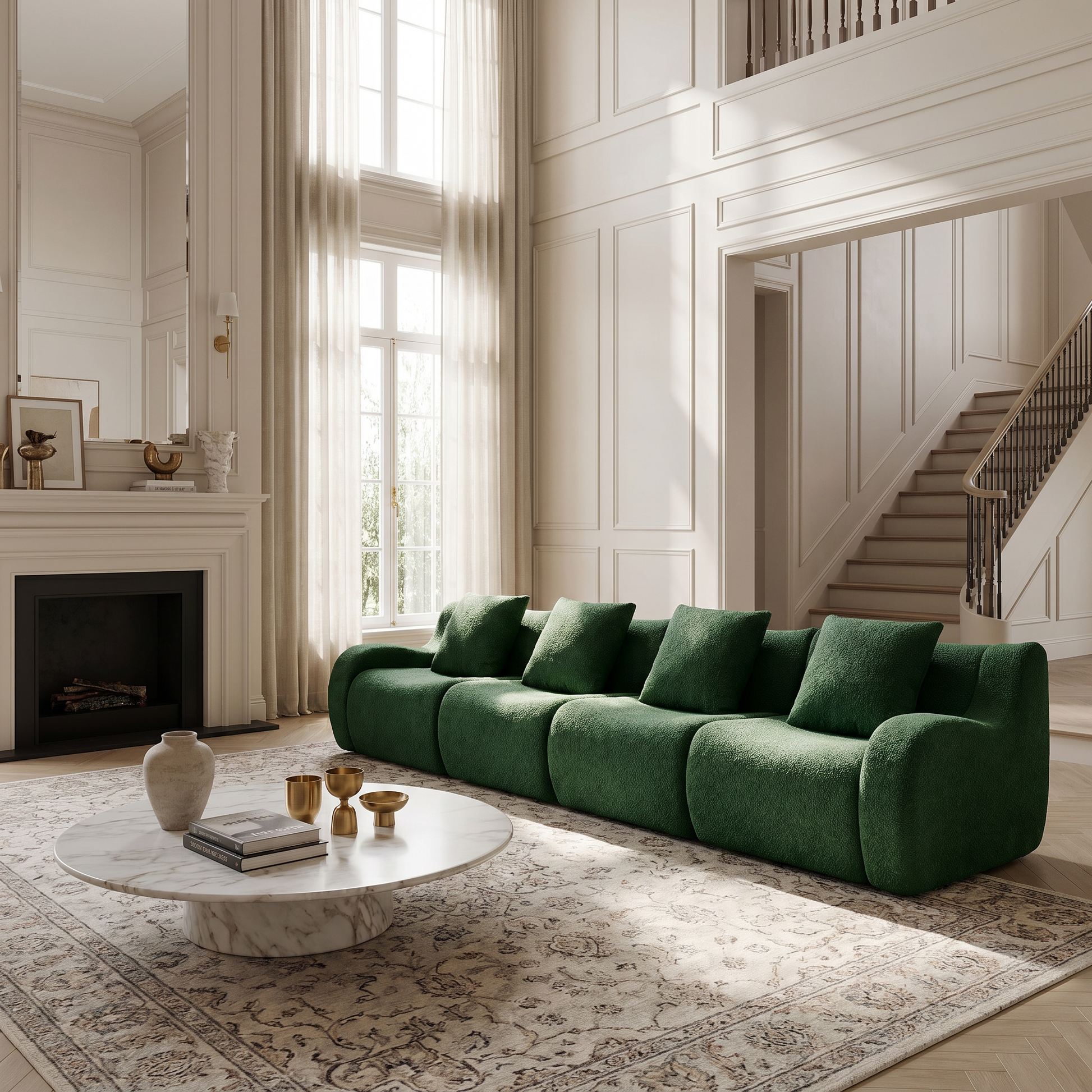 Chico green modular 4-seater sofa in bright contemporary living room