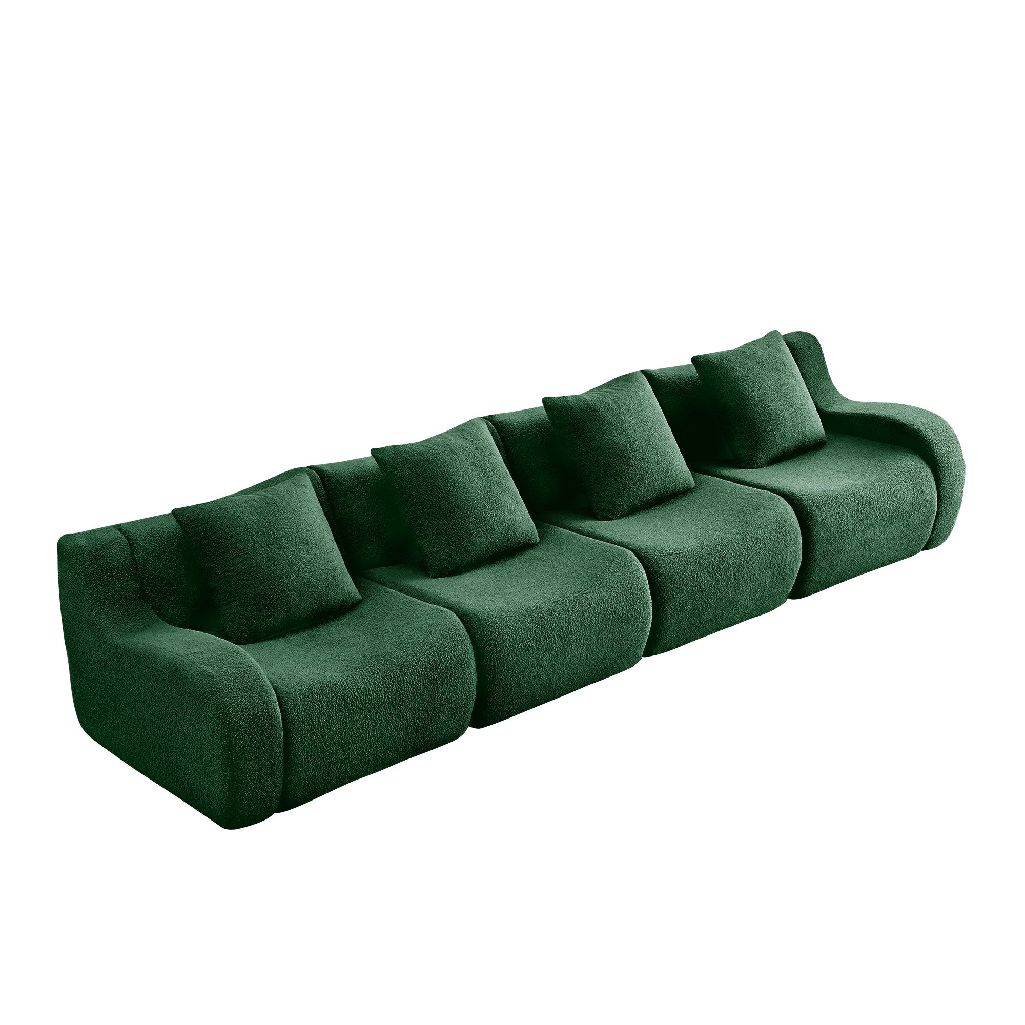 Chico green modular 4-seater sofa side angled view isolated product image on white background