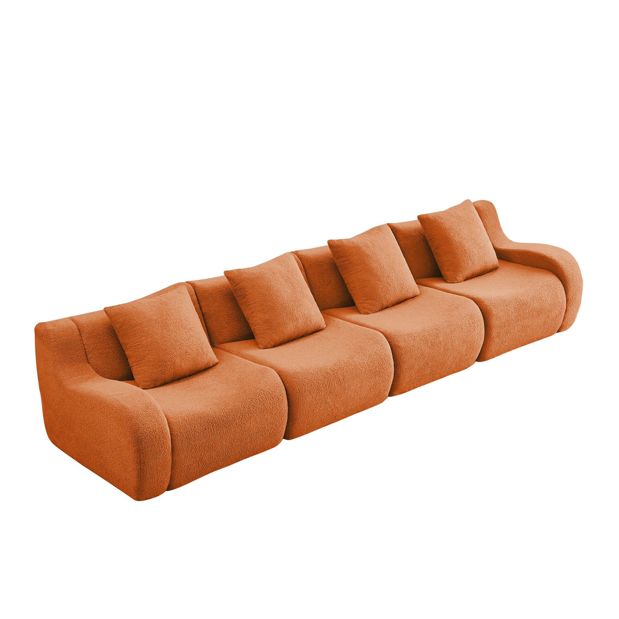 Chico orange modular 4-seater sofa side angled view isolated product image on white background