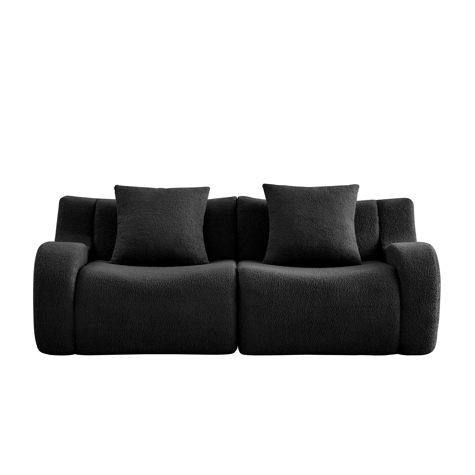 Chico black loveseat sofa showing front white background product view