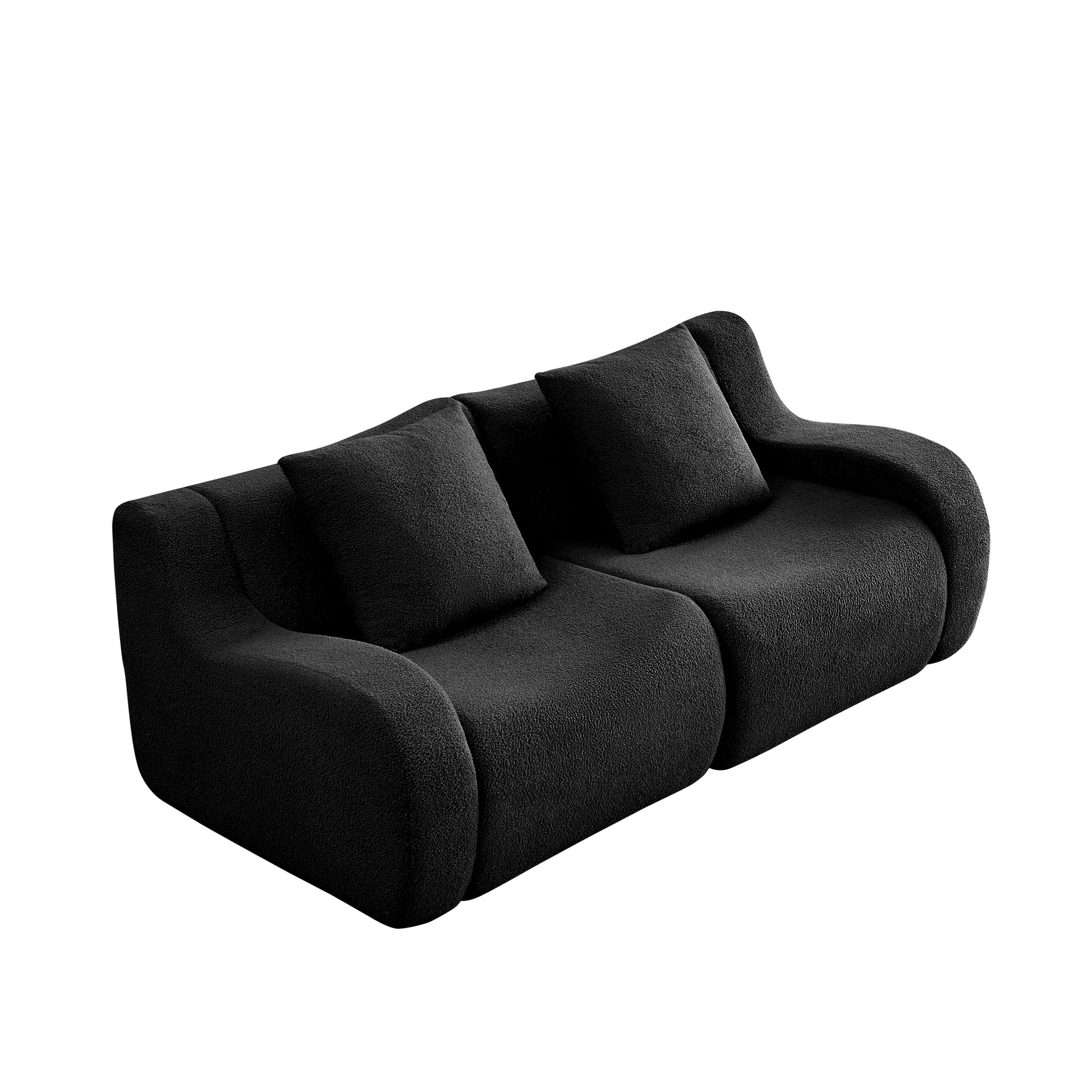 Chico black loveseat sofa showing angled white background product view