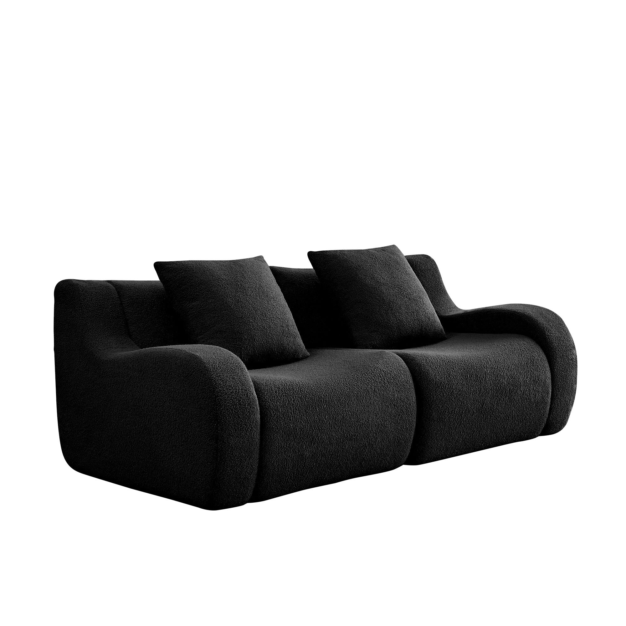 Chico black loveseat sofa showing side angled white background product view