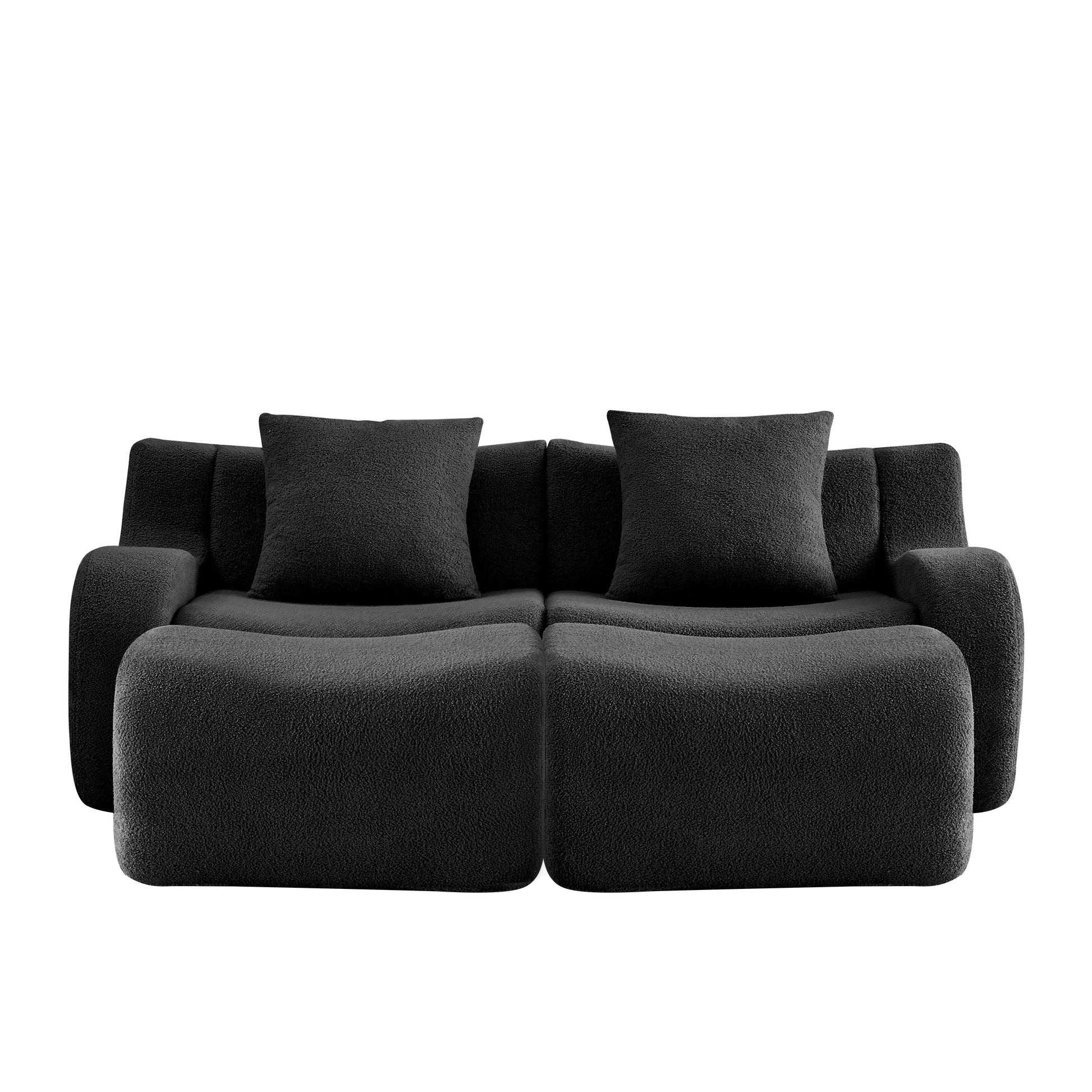 Chico black loveseat sofa front view isolated product image on white background