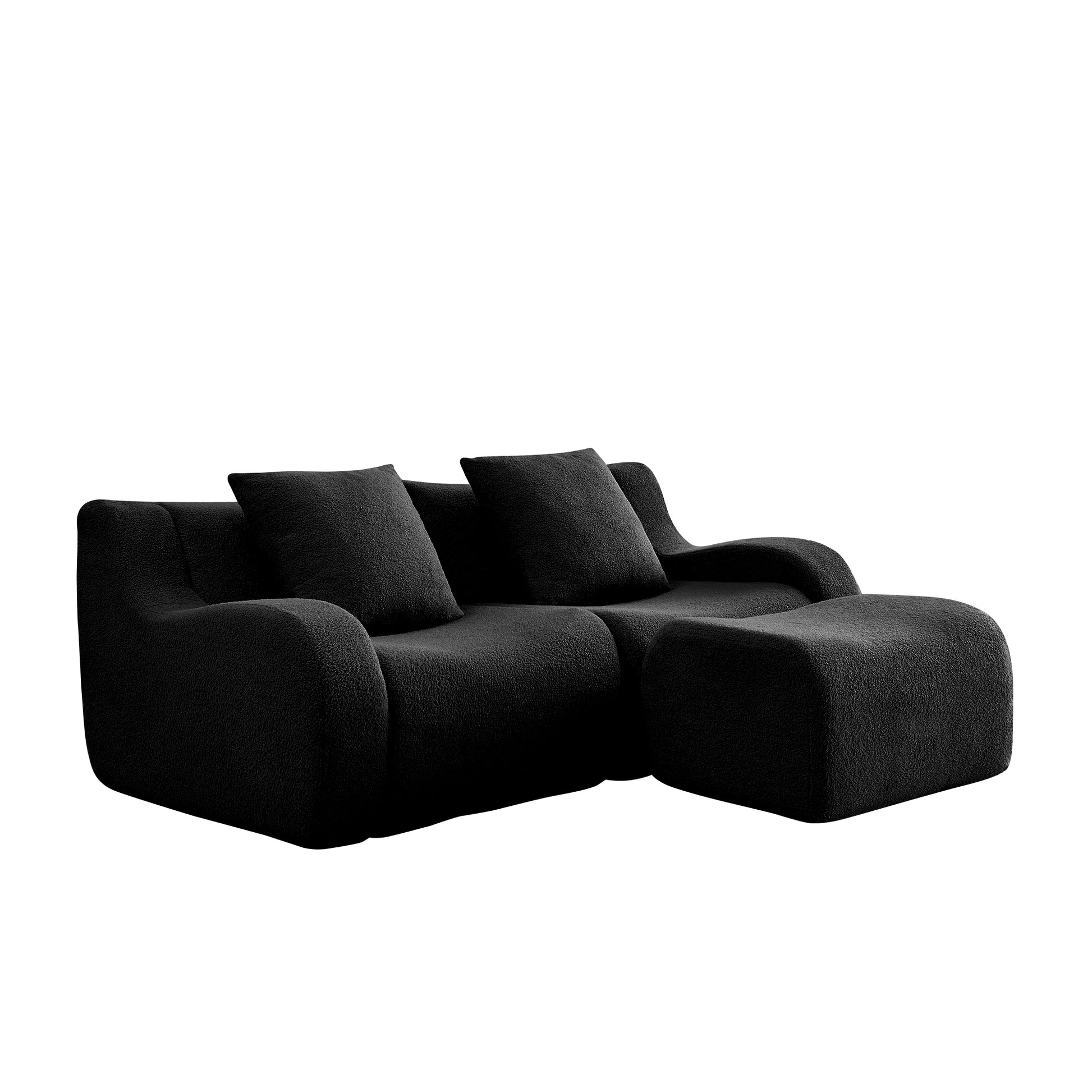 Chico black loveseat sofa angled view isolated product image on white background