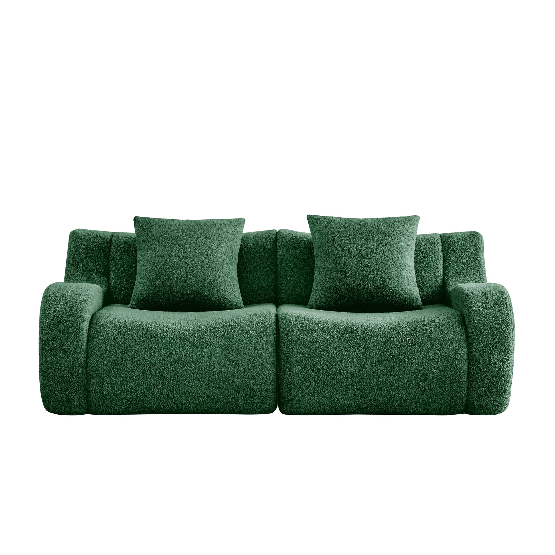 Chico green loveseat sofa showing front white background product view