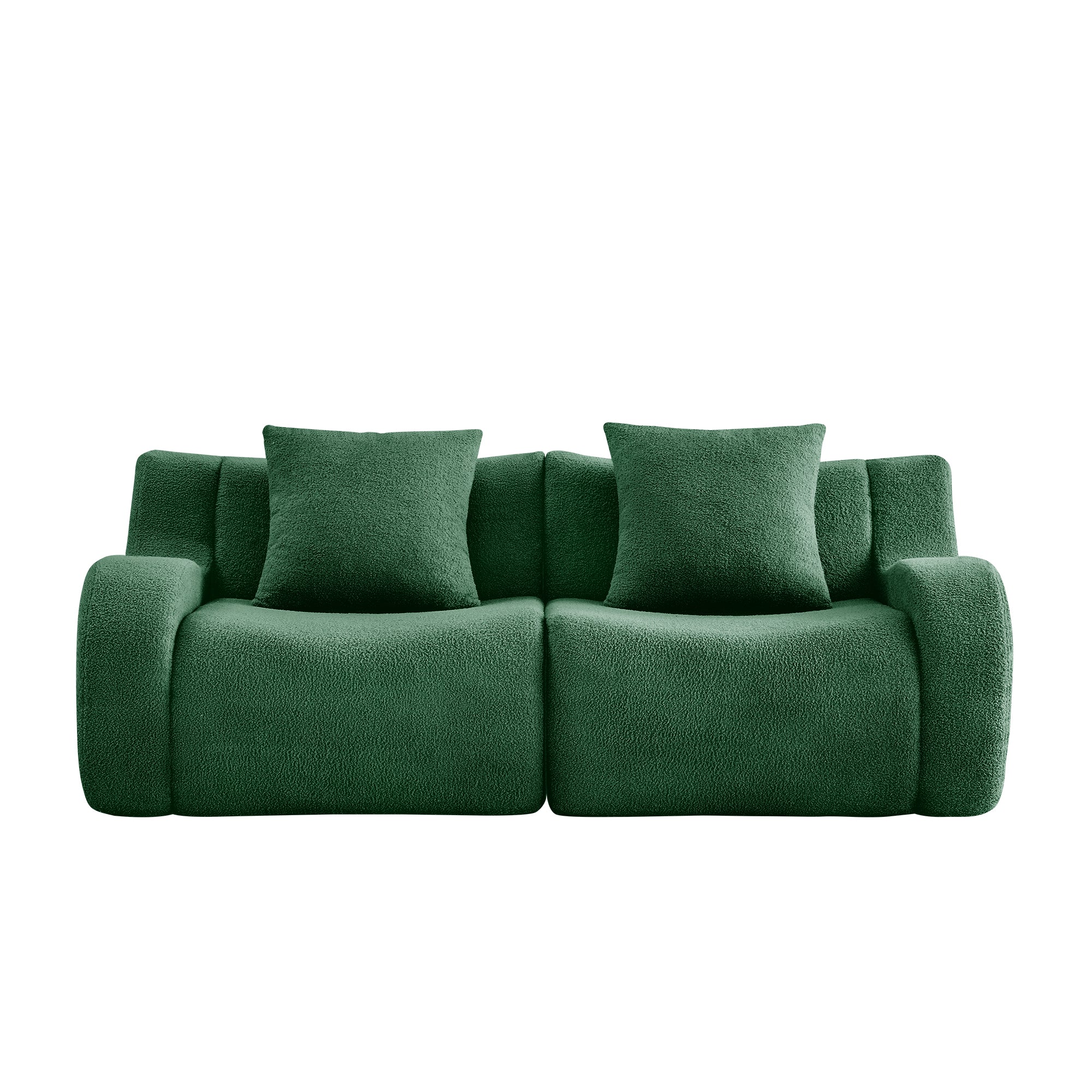 Chico green loveseat sofa showing front white background product view