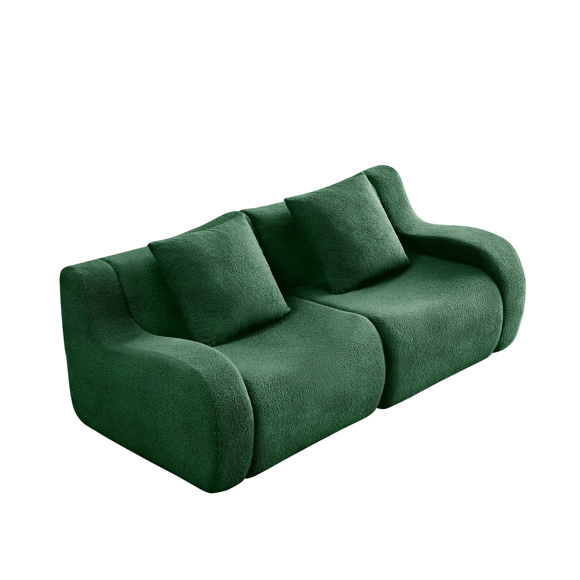 Chico green loveseat sofa showing angled white background product view