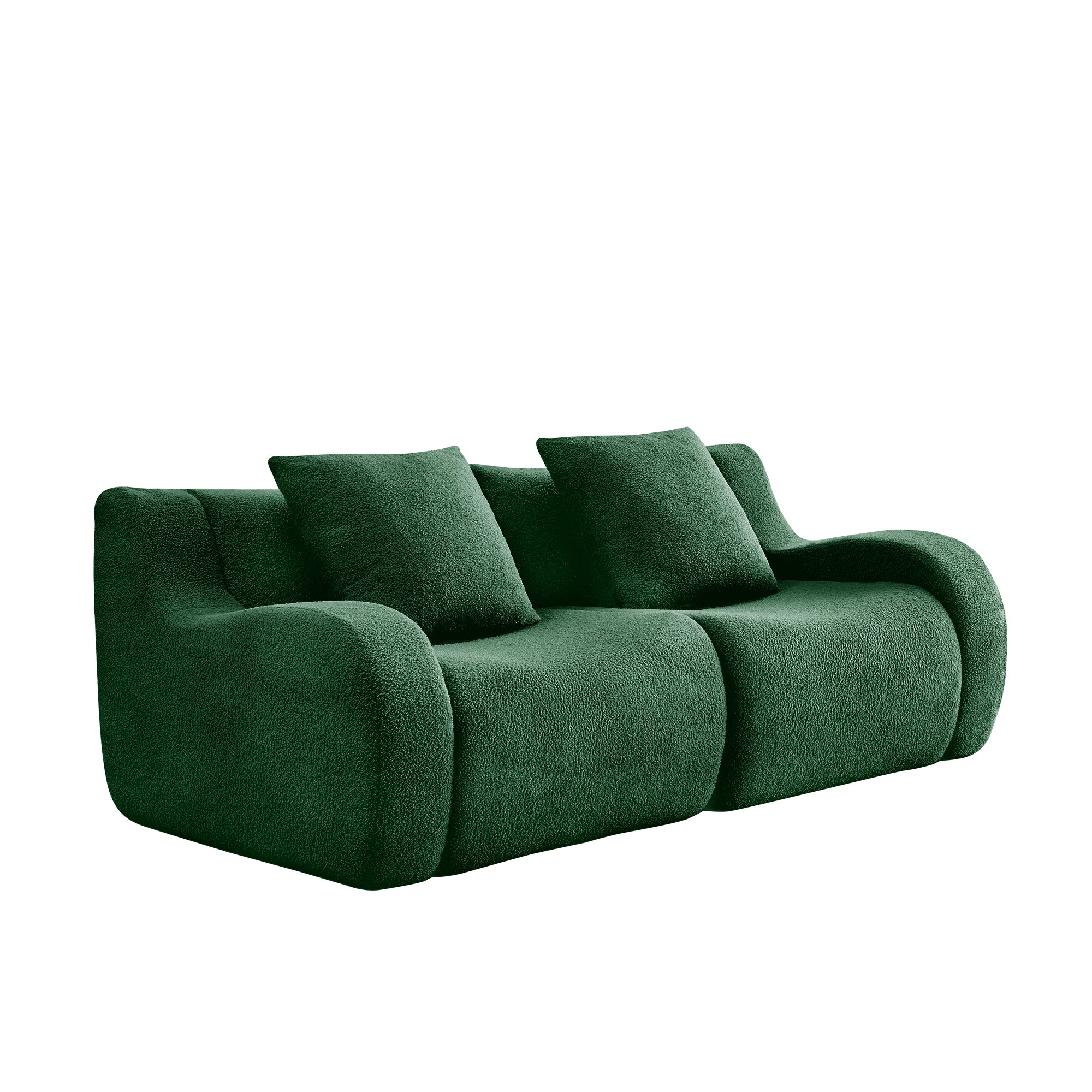 Chico green loveseat sofa showing side angled white background product view