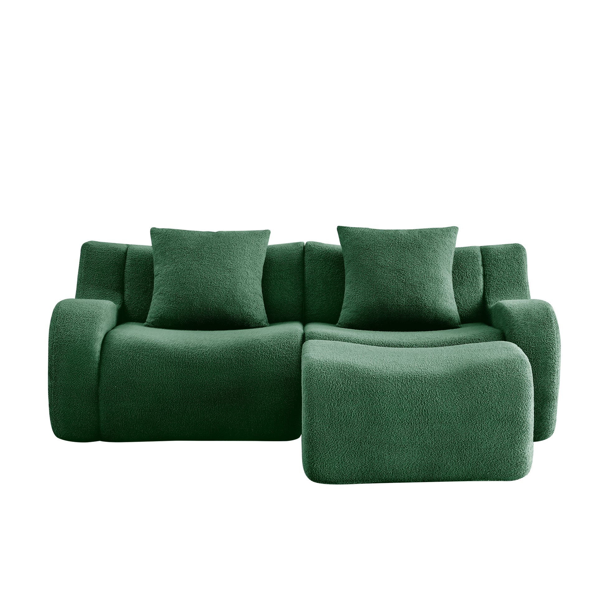 Chico green loveseat sofa front view isolated product image on white background