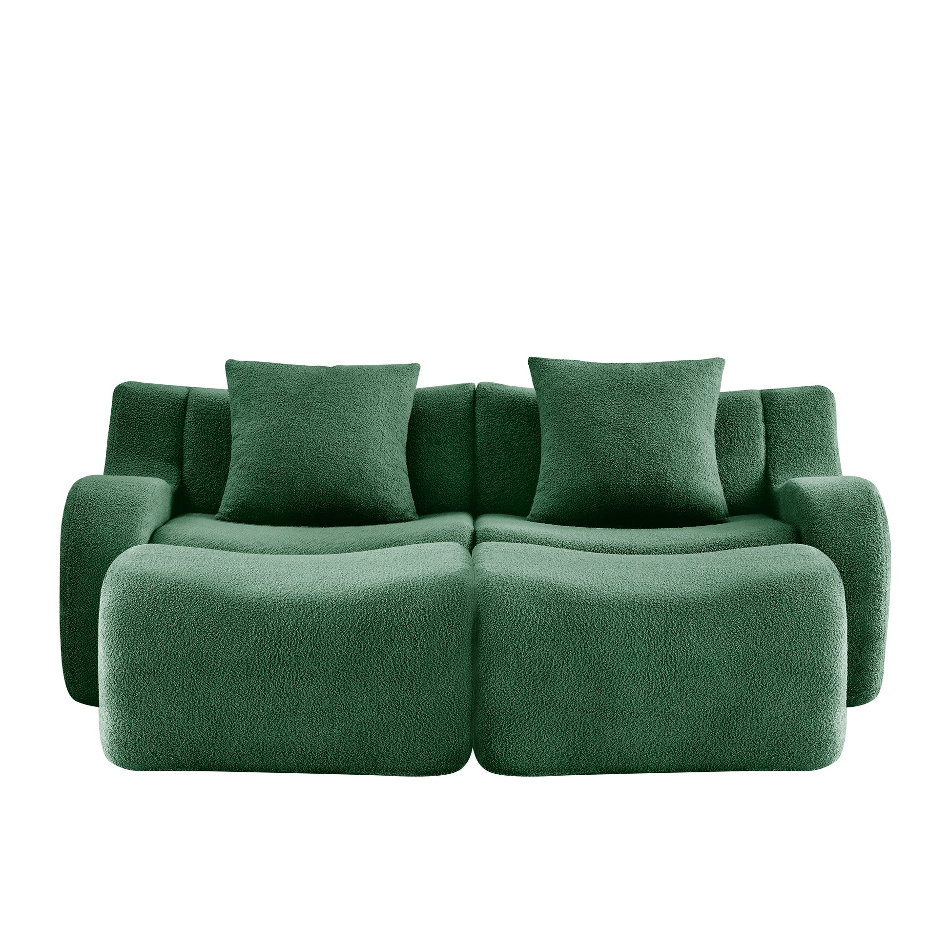 Chico green loveseat sofa front view isolated product image on white background