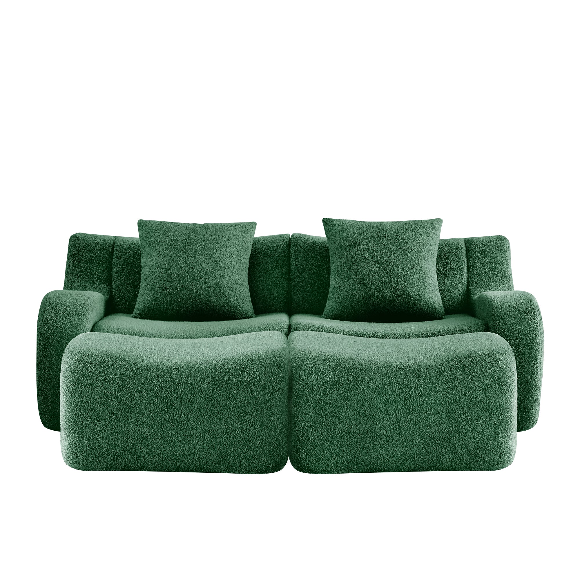 Chico green loveseat sofa front view isolated product image on white background
