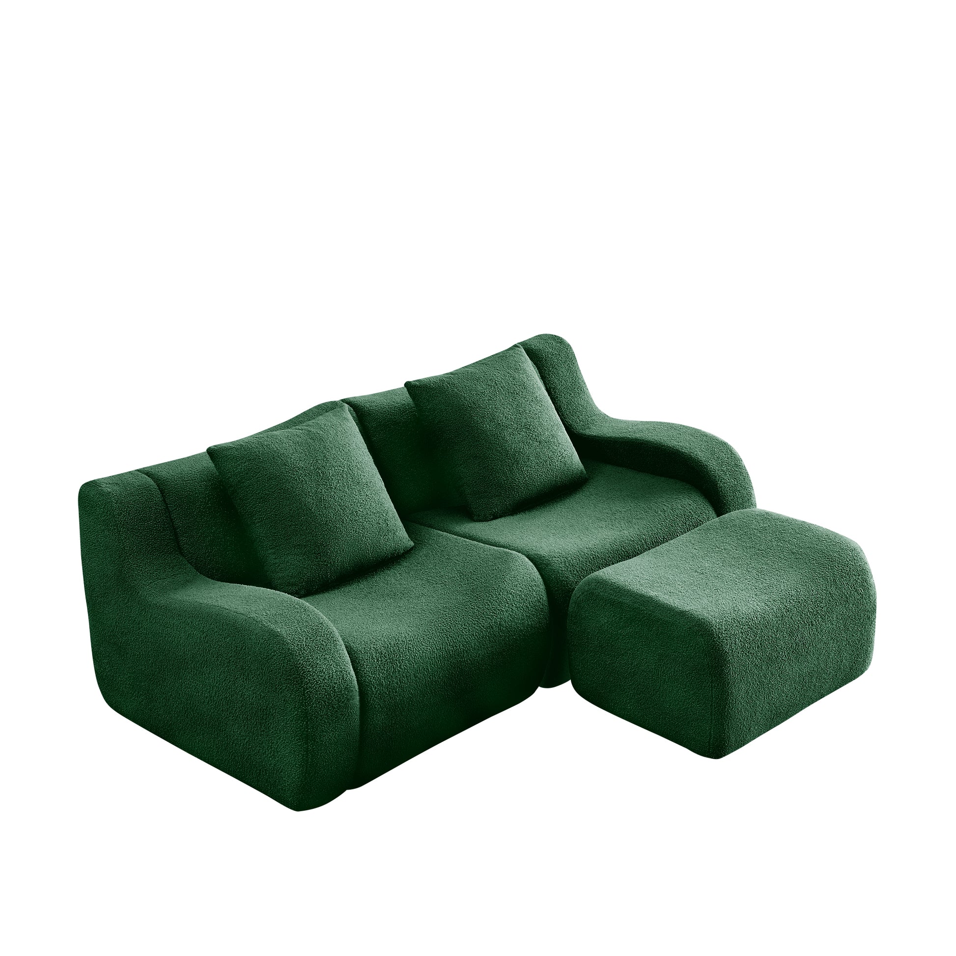 Chico green loveseat sofa angled view isolated product image on white background