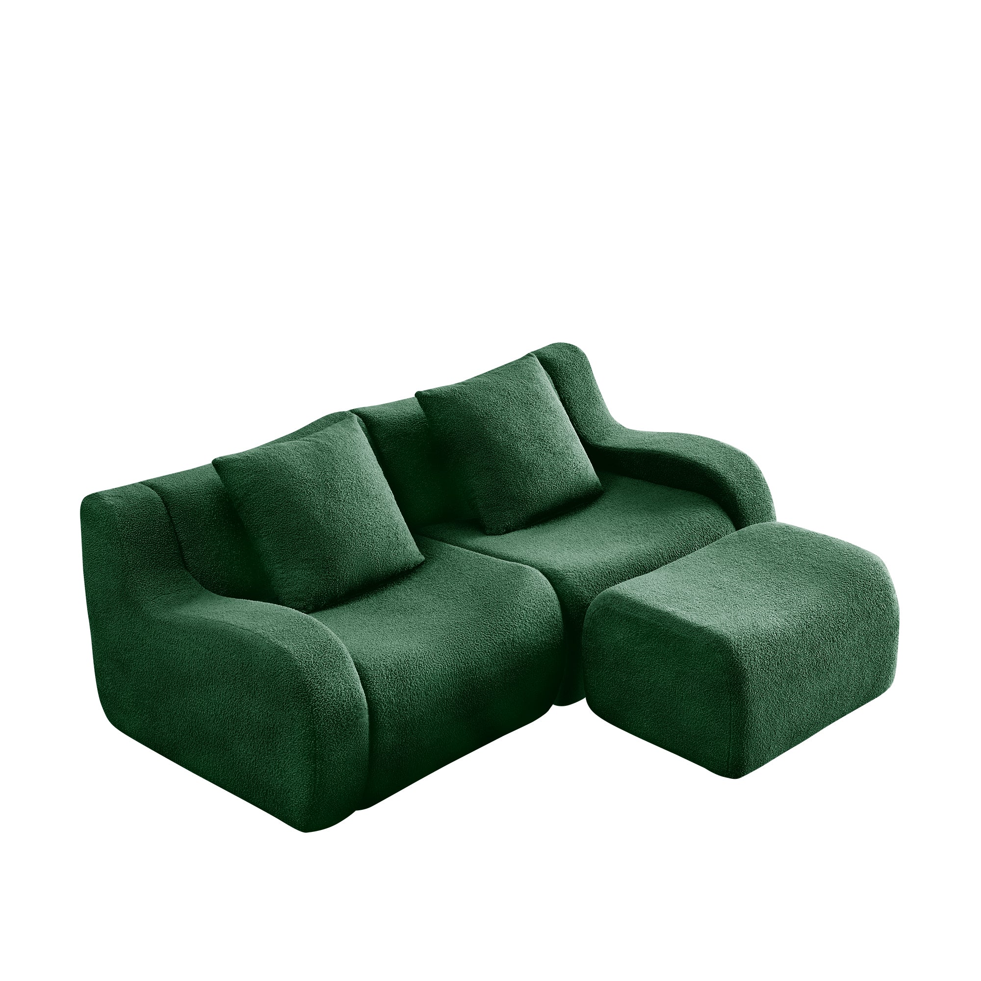 Chico green loveseat sofa angled view isolated product image on white background