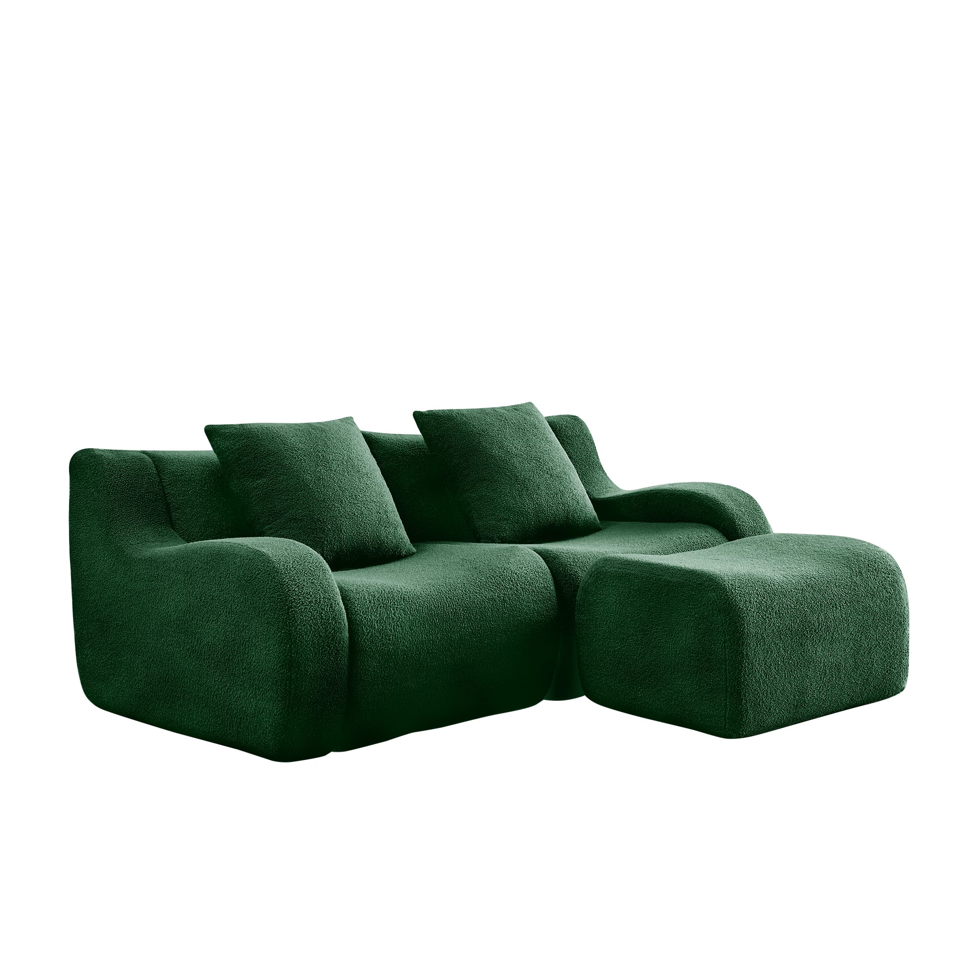 Chico green loveseat sofa with movable ottoman isolated product image on white background
