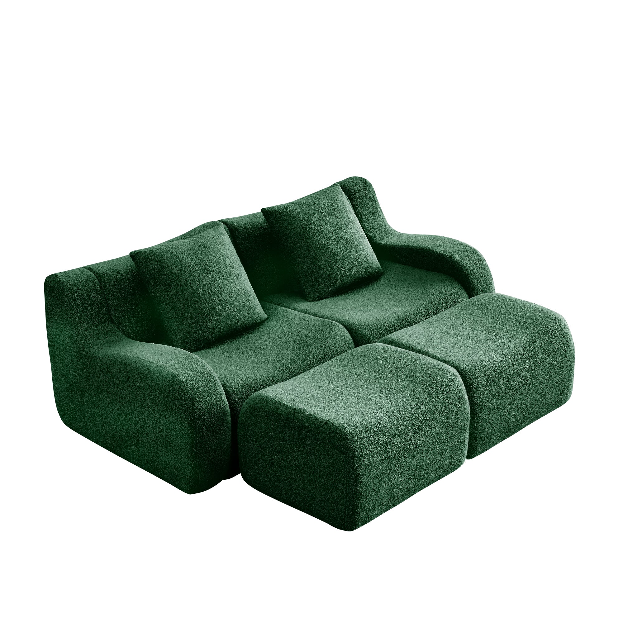 Chico green loveseat sofa with ottoman isolated product image on white background