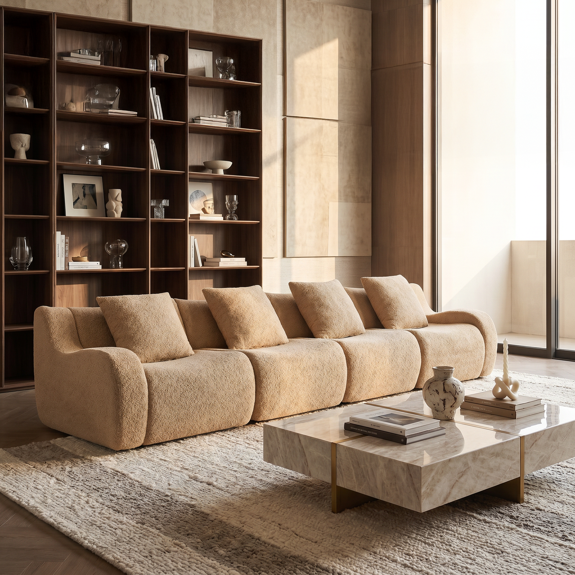 Chico light camel loveseat sofa showing l shaped layout in a cozy fireplace setting