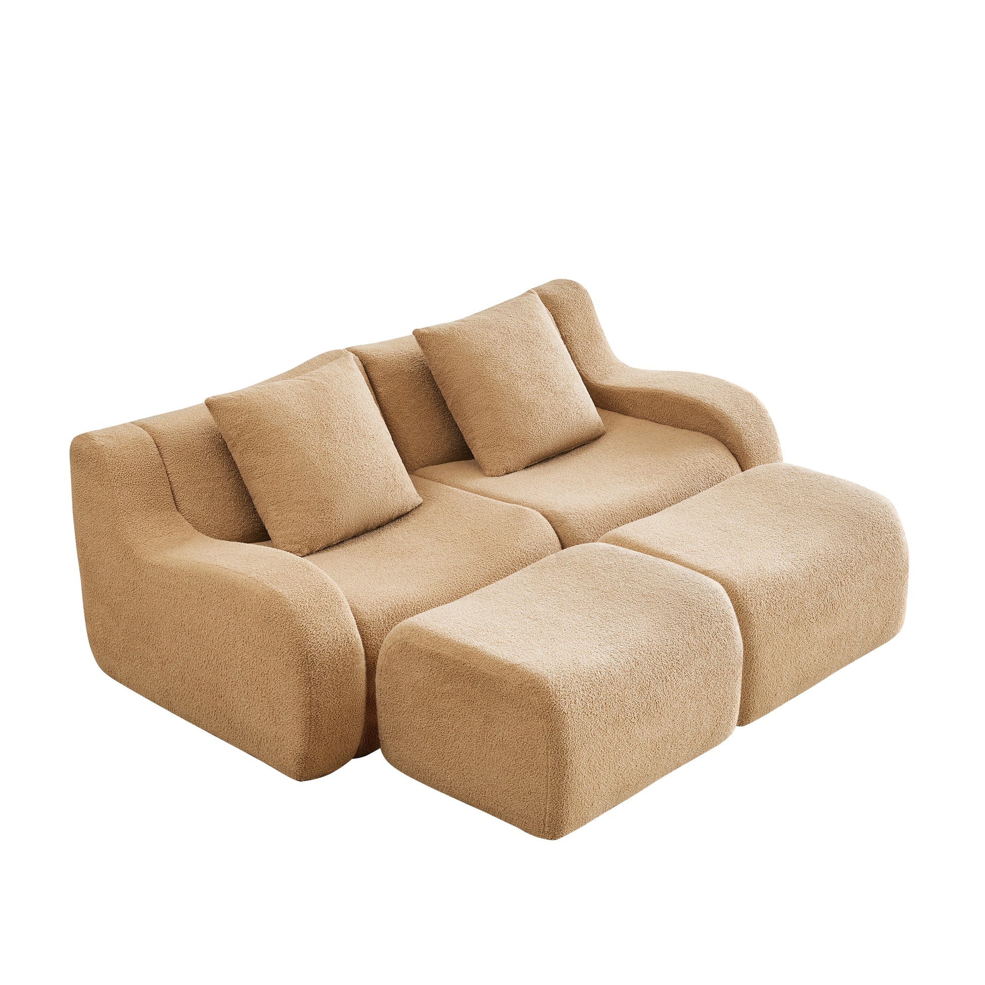 Chico light camel loveseat sofa showing front white background product view