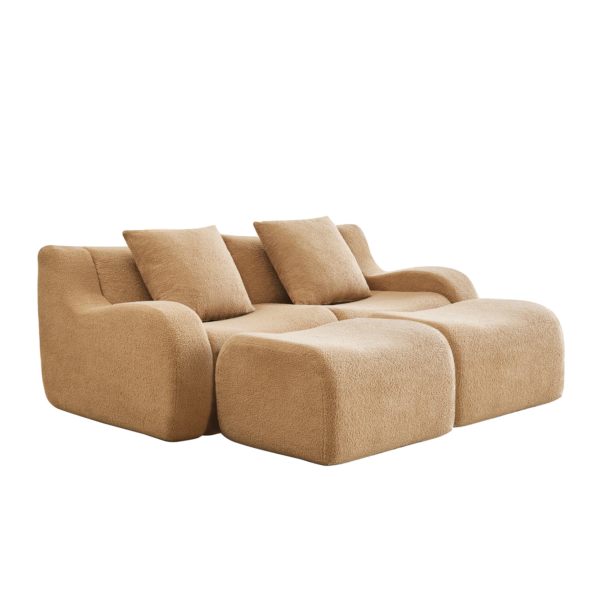 Chico light camel loveseat sofa showing opposite angled white background product view