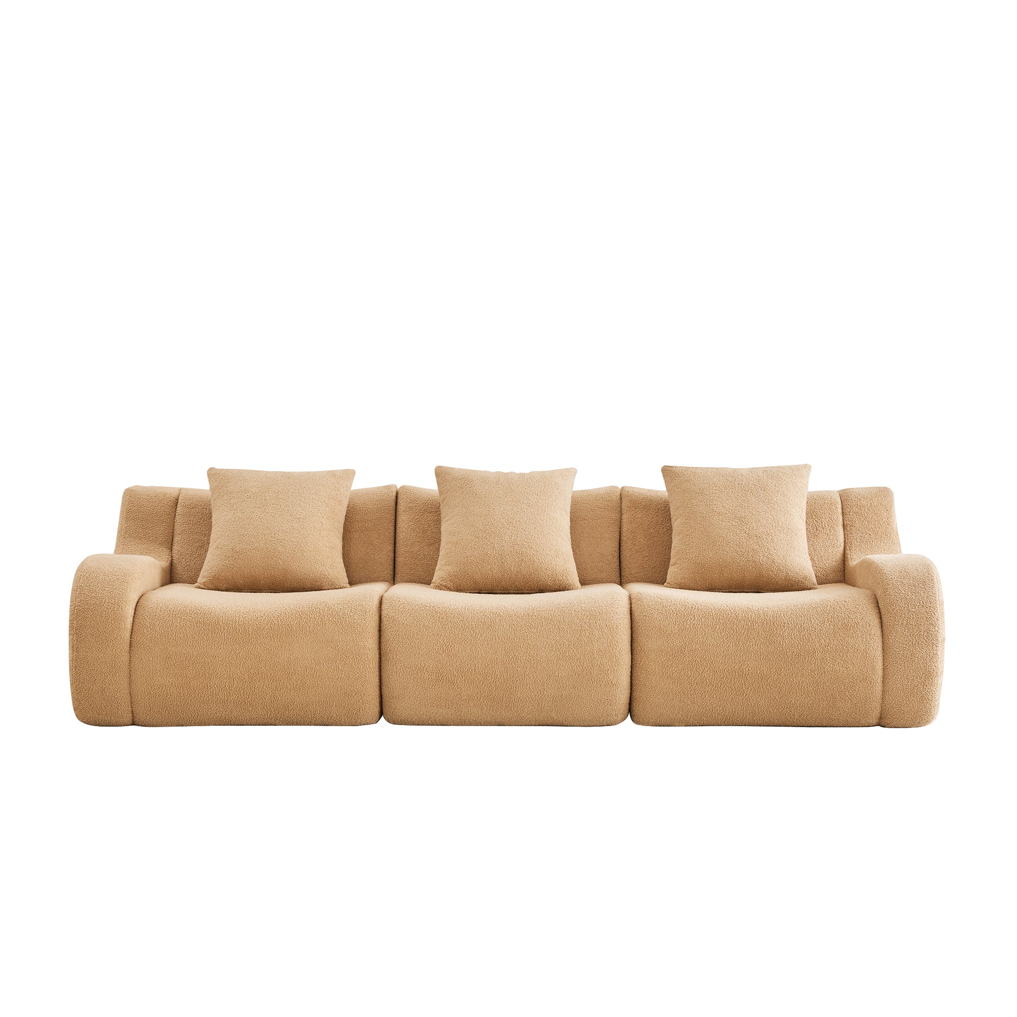 Chico light camel loveseat sofa showing front white background product view