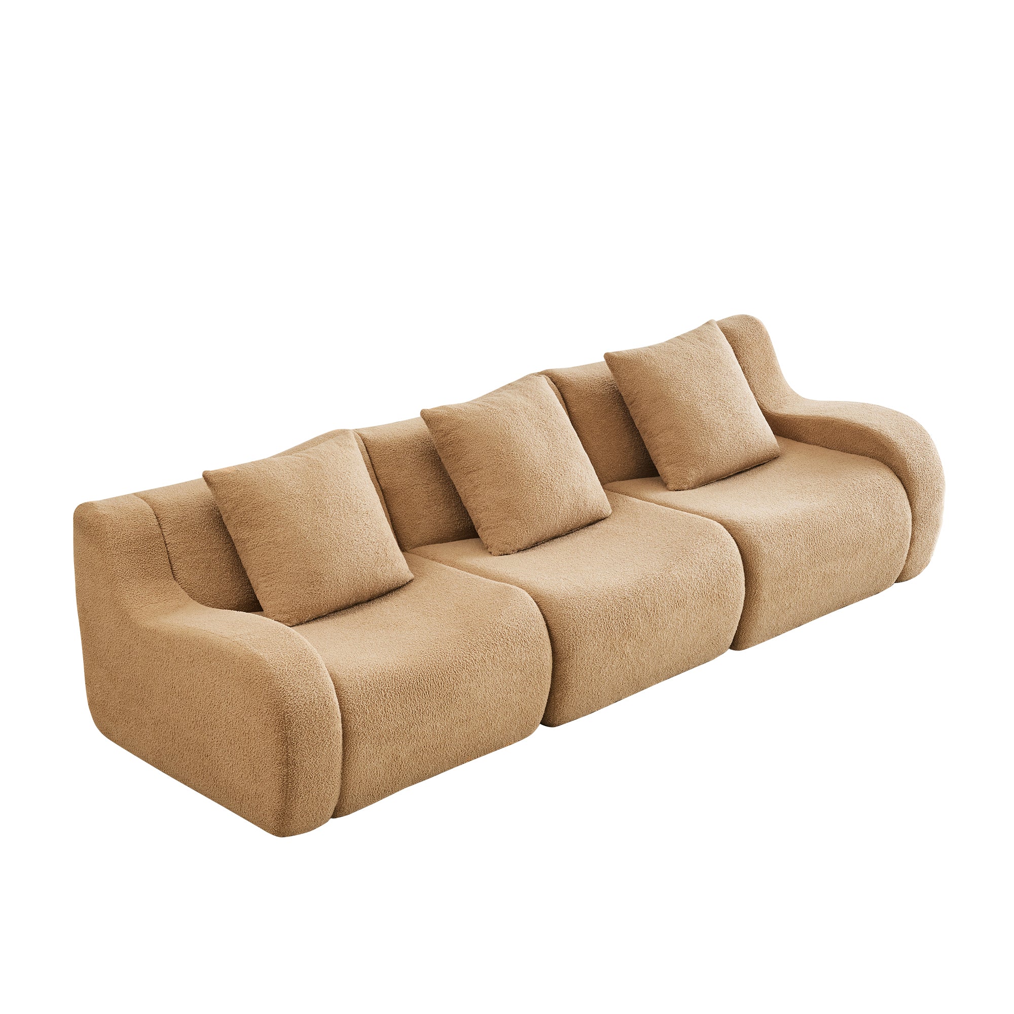 Chico light camel loveseat sofa showing front white background product view